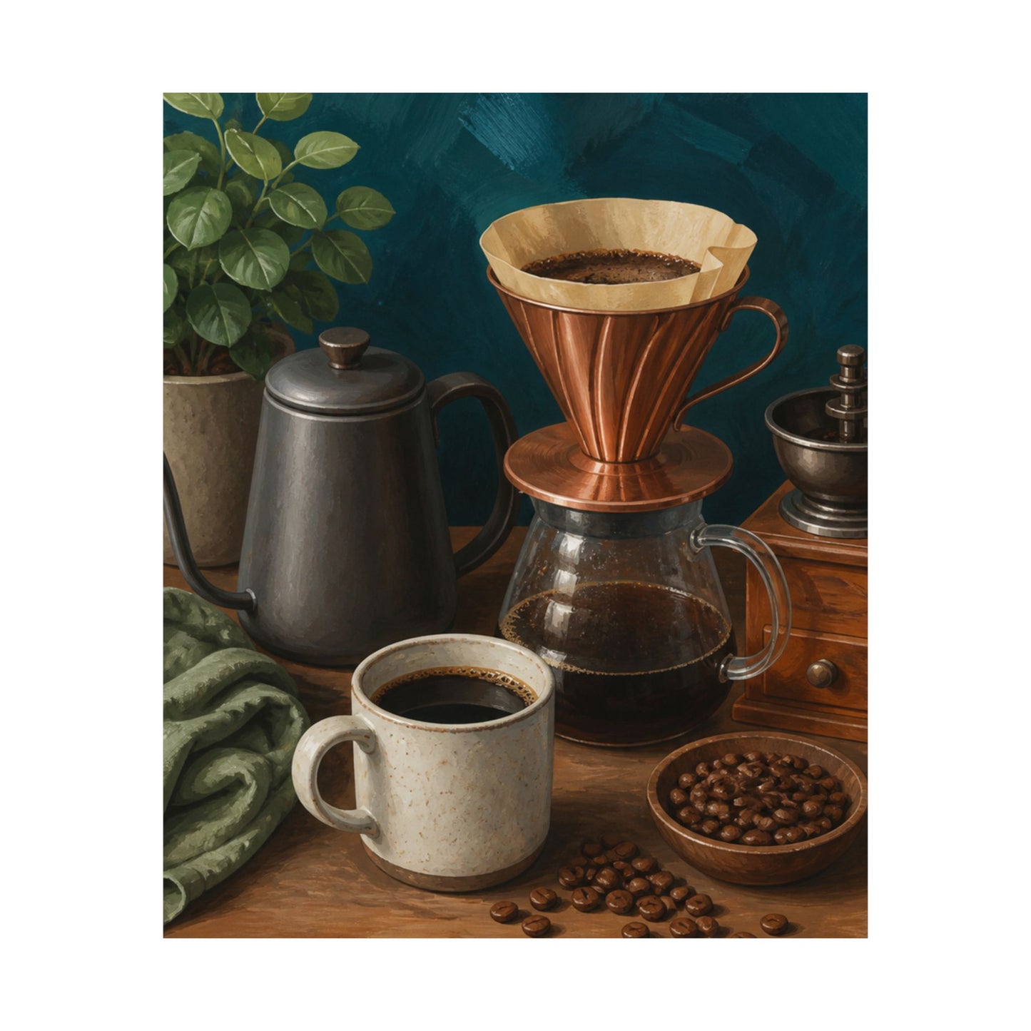Warm Home Coffee Brewing Art Poster