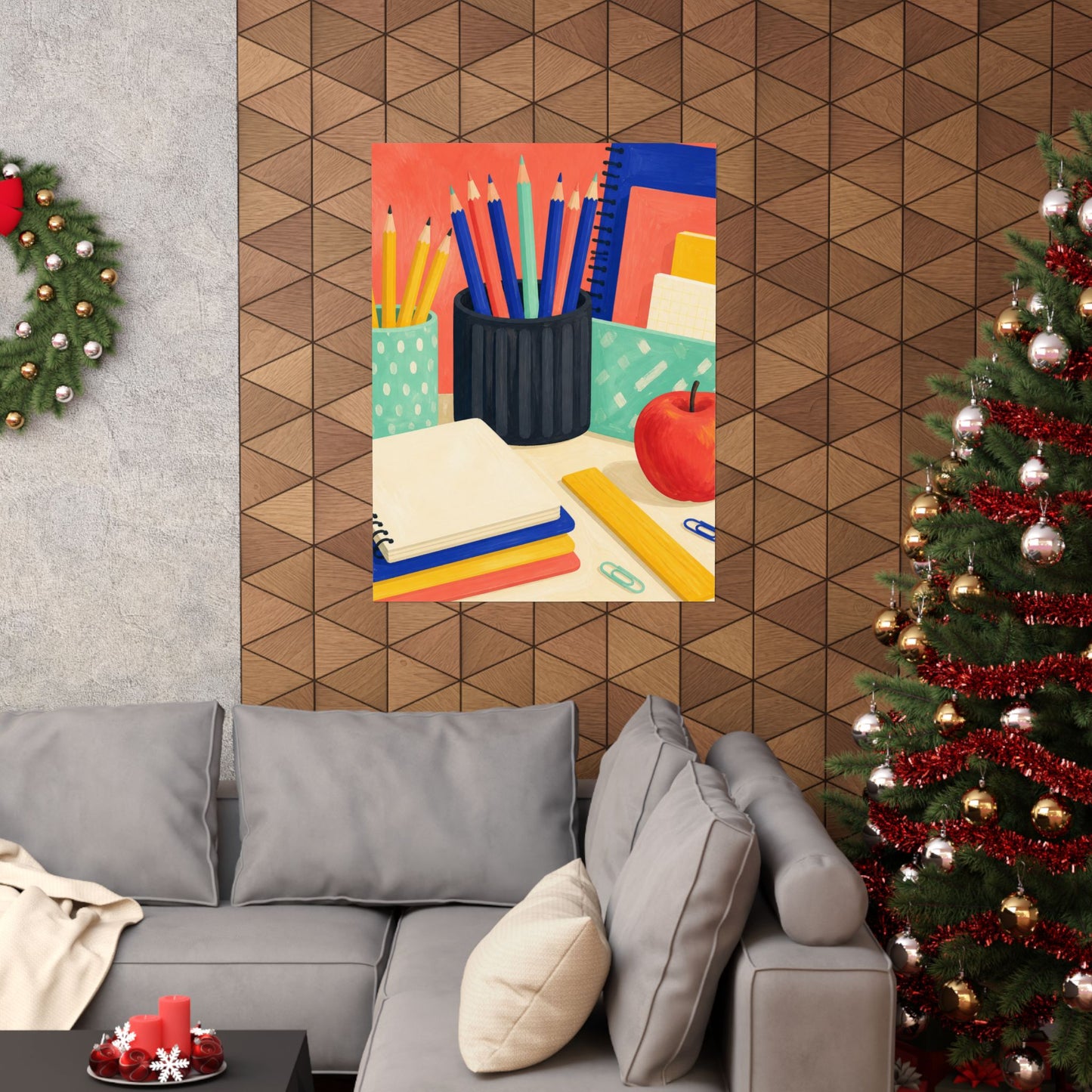 Colorful Teacher Desk Supplies Art Poster