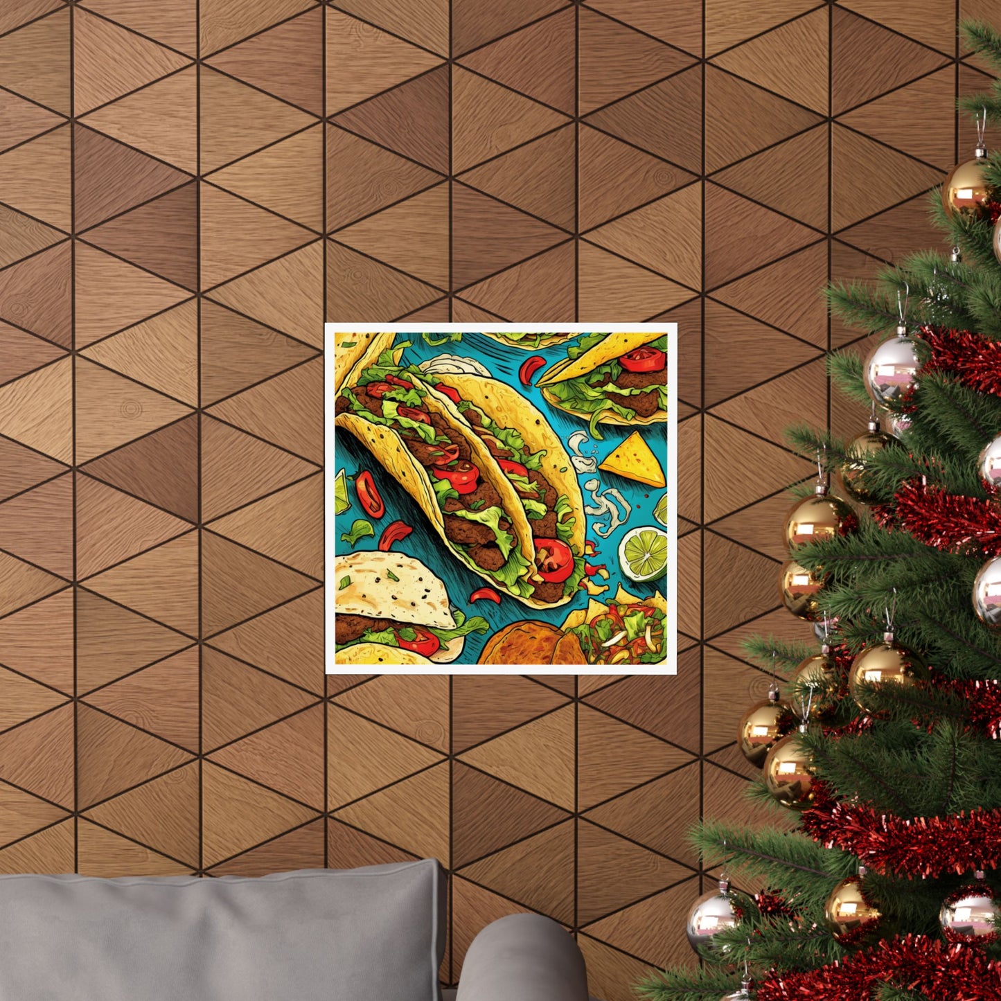 Taco Party Pattern Foodie Gift Art Poster