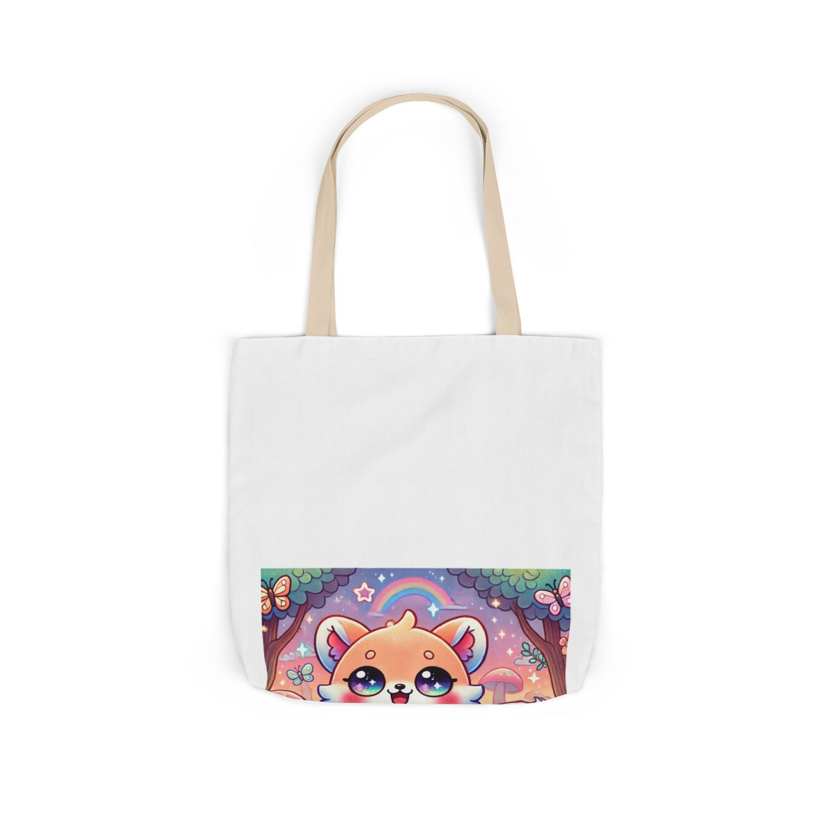 Pastel Woodland Fox Mushroom Kawaii Canvas Tote Bag