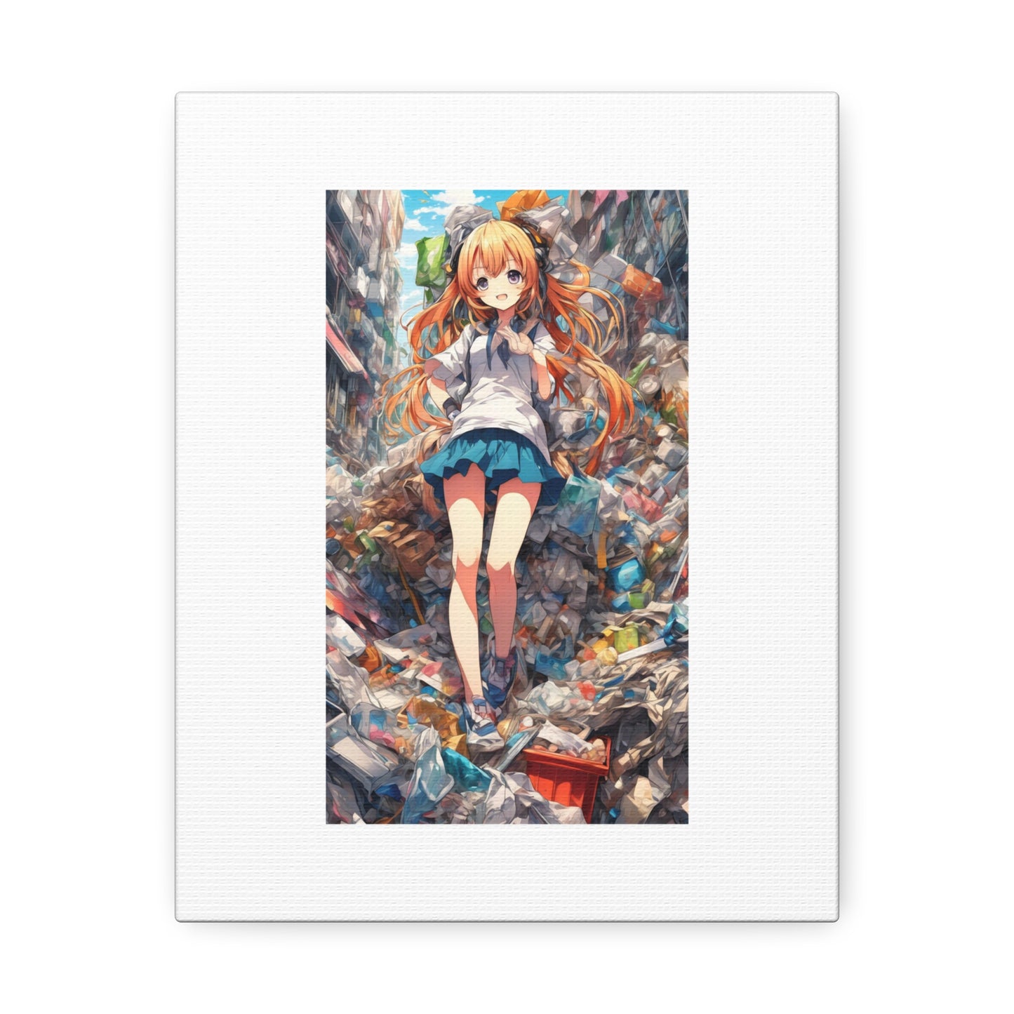 Recycling Rescue Anime Heroine Eco Street Art Canvas