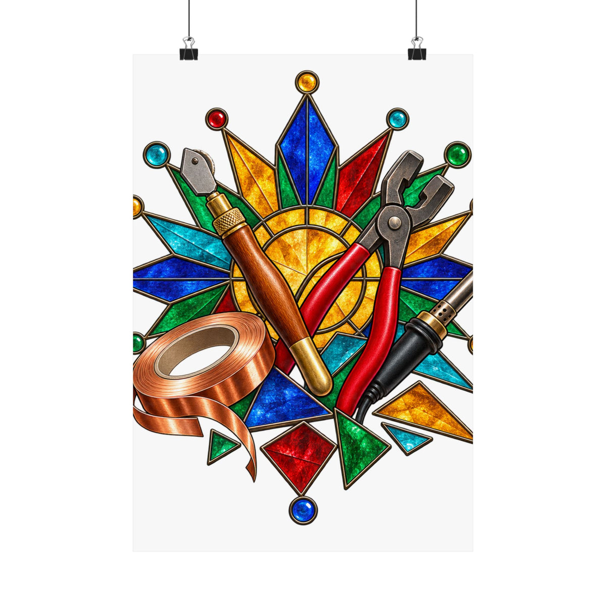 Stained Glass Workshop Tools Poster