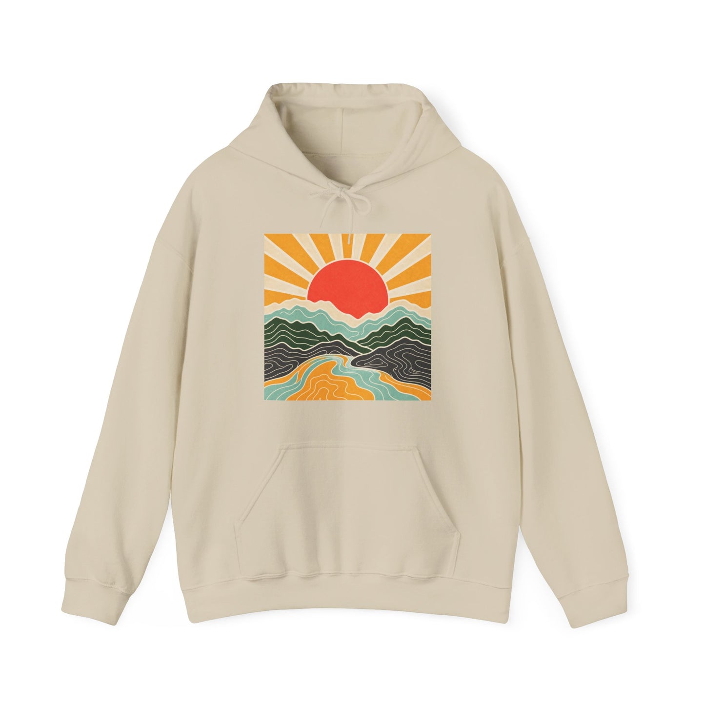 Topographic Sunrise Abstract Mountain Adventure Hoodie