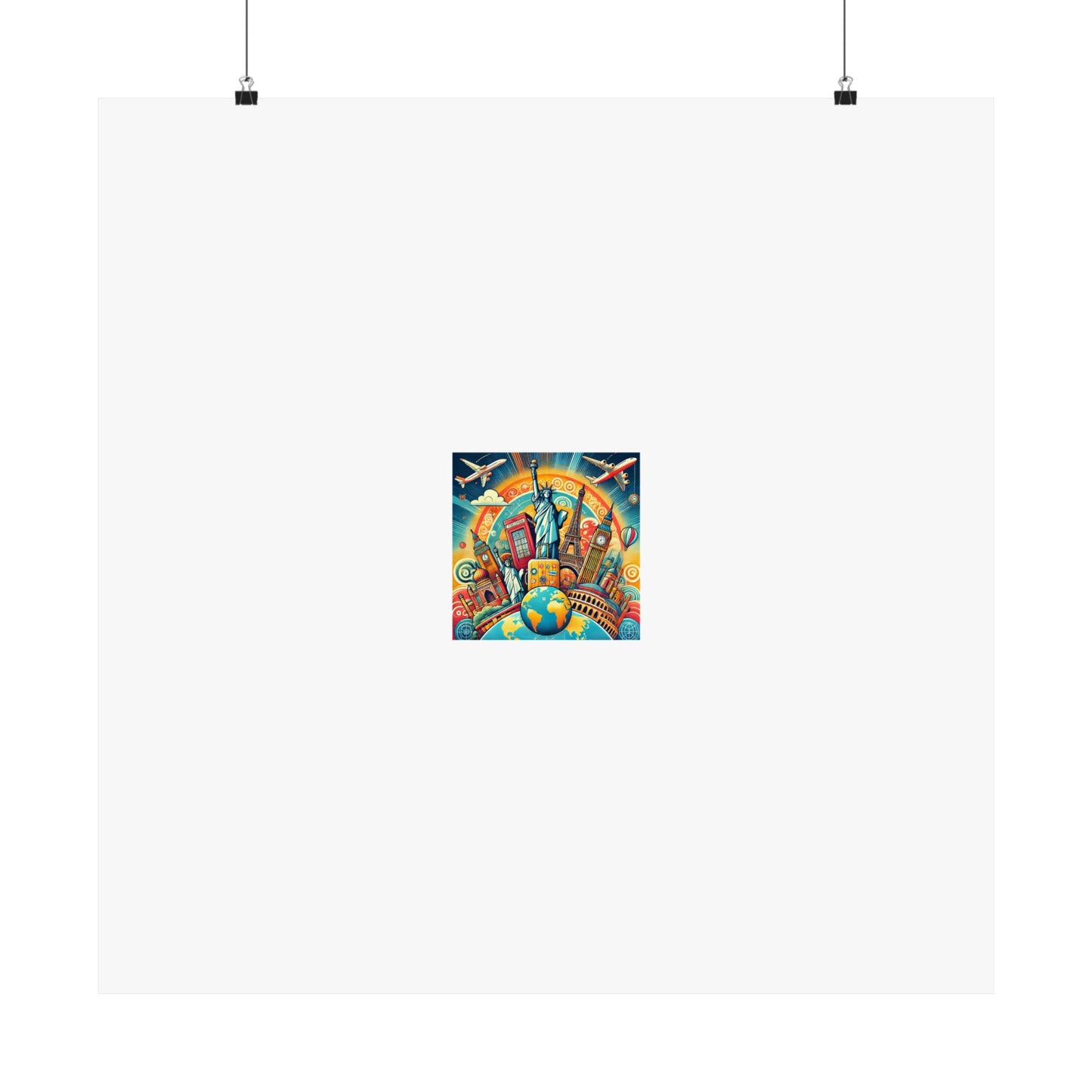 Global Landmark Adventure Collage Colorful Travel Poster