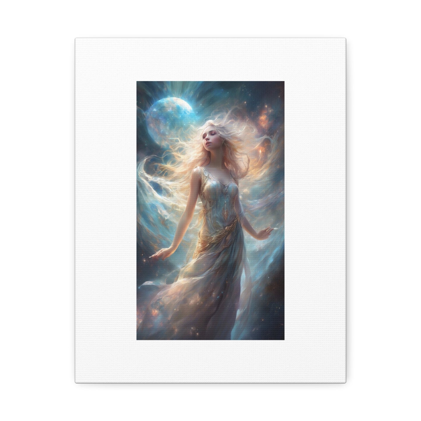 Moonlit Celestial Maiden Fantasy Portrait Canvas