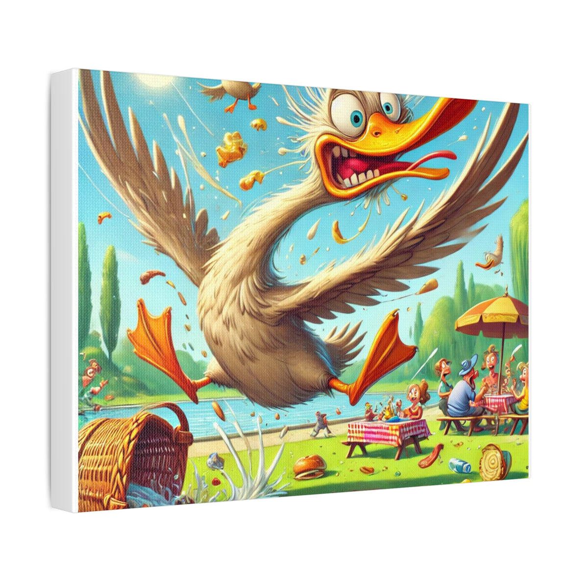 Chaotic Picnic Duck Funny Summer Canvas Wall Art