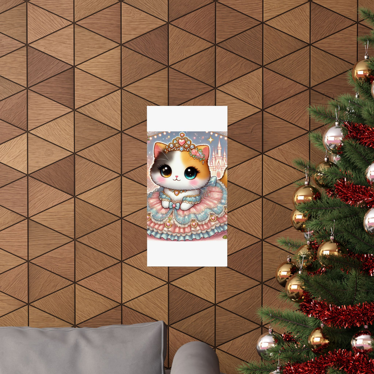 Pastel Princess Calico Cat Fantasy Wall Art Poster