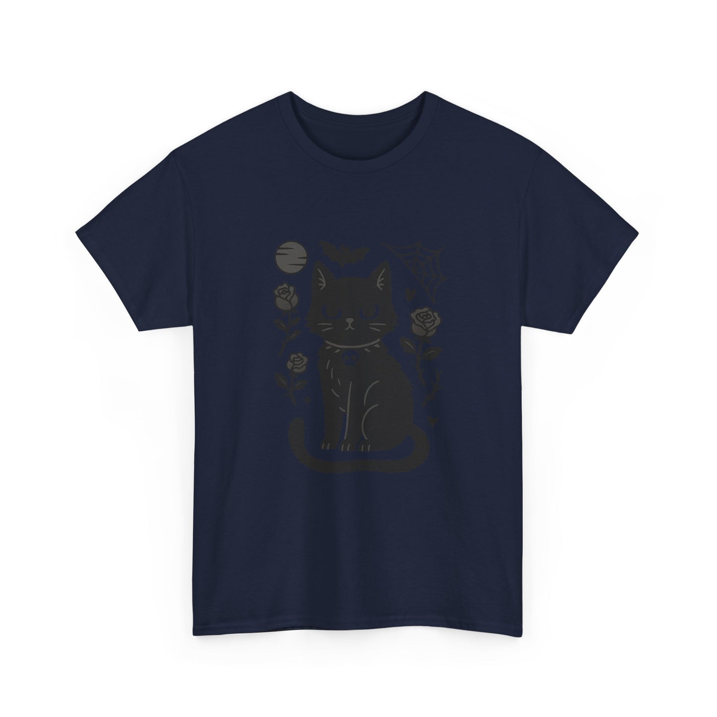 Cute Black Cat & Roses Tee - Unisex T-Shirt, Halloween Gift, Cat Lover Shirt, Spooky Apparel, Fall Fashion