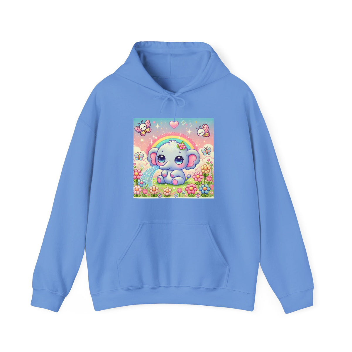 Pastel Rainbow Baby Elephant Floral Hoodie
