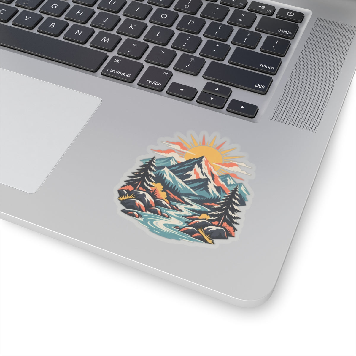 Alpine Sunrise River Mountain Adventure Art Sticker
