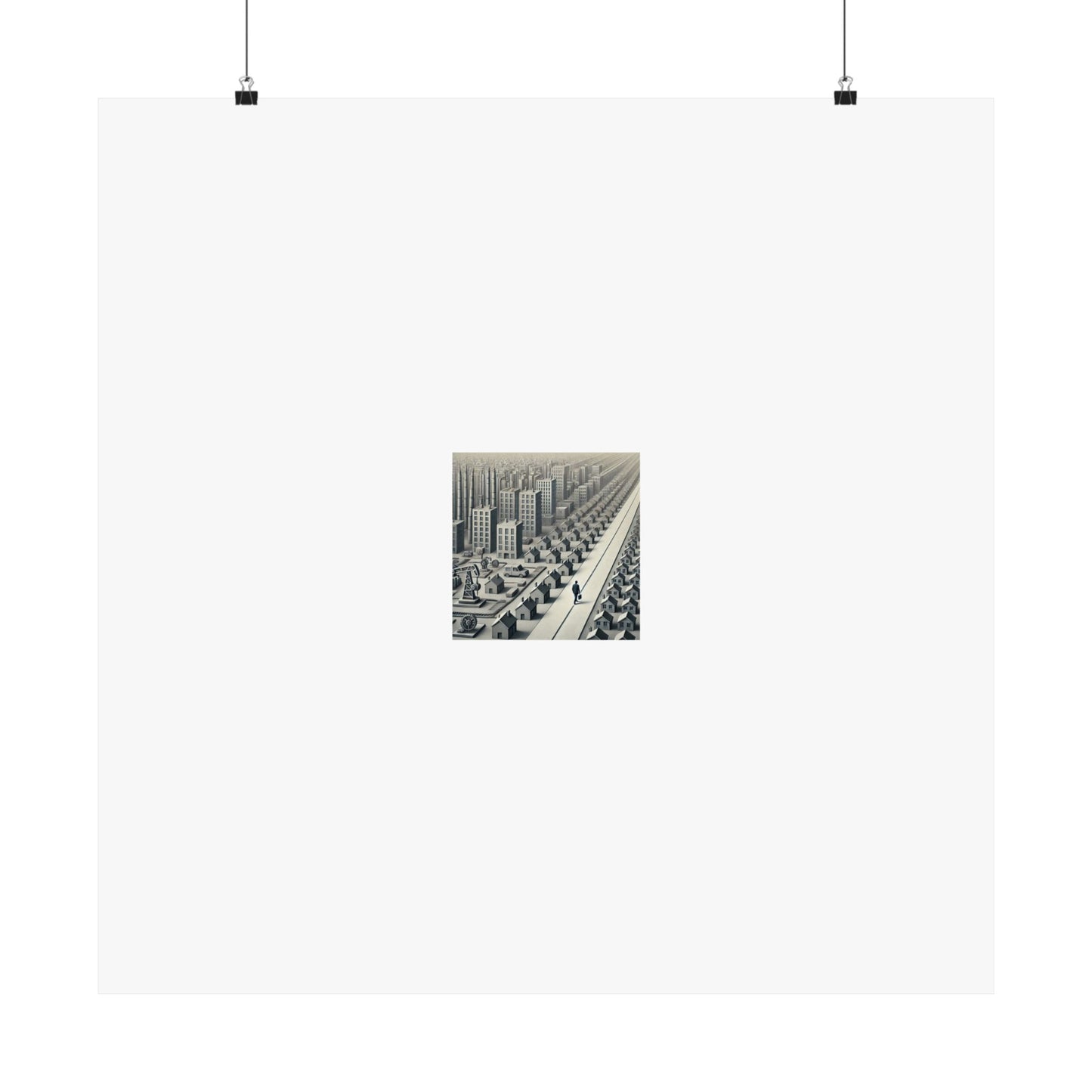 Monochrome Urban Factory Cityscape Poster Industrial Wall Art Gift