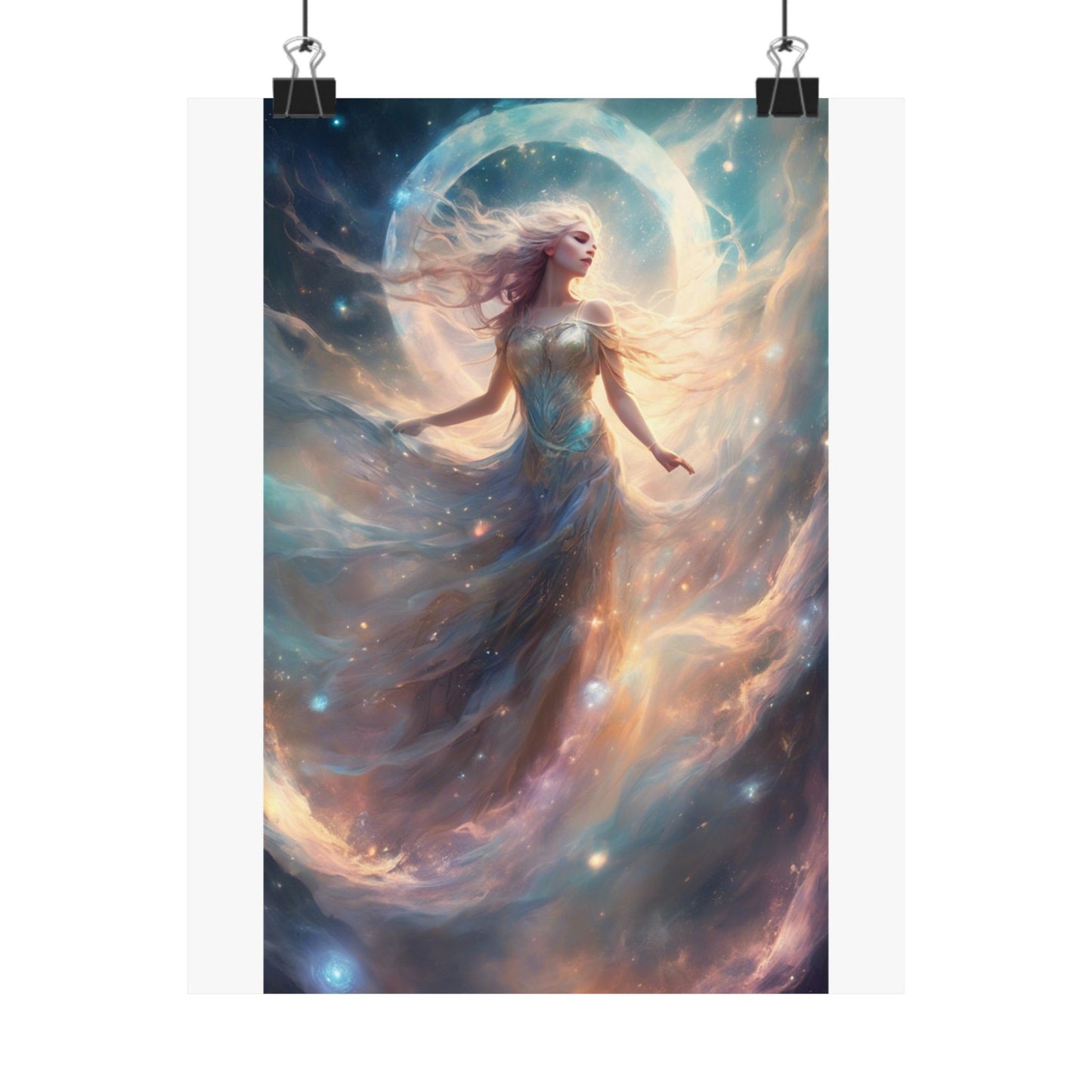 Moonlit Celestial Dancer Fantasy Portrait Poster
