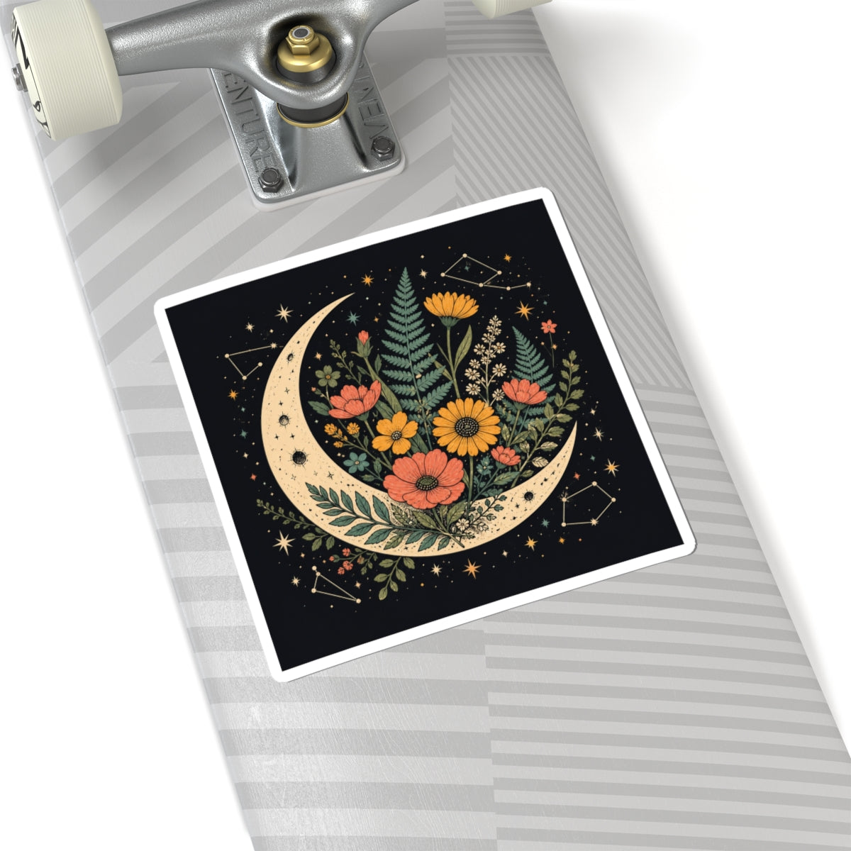 Celestial Wildflower Crescent Moon Botanical Sticker
