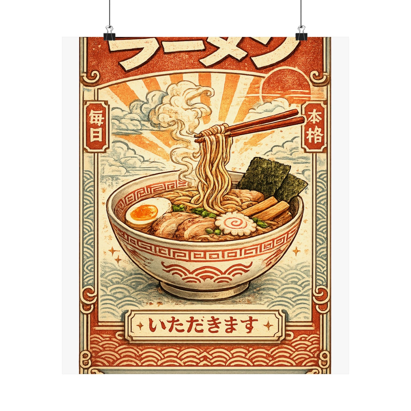 Vintage Ramen Bowl Japanese Food Art Poster