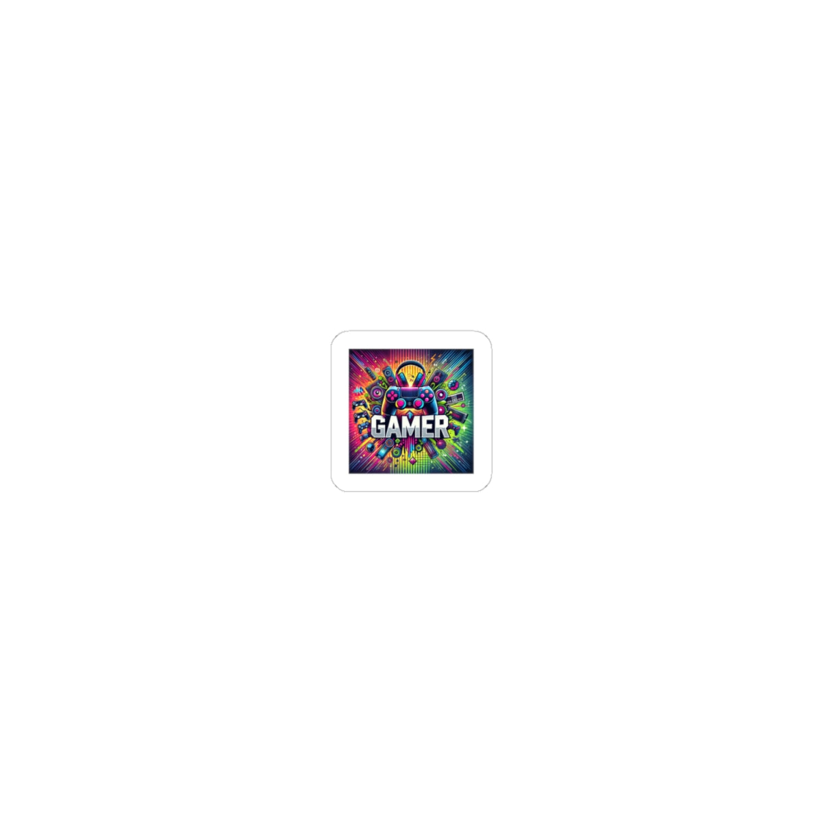 Neon Gamer Energy Retro Arcade Gaming Sticker for Laptops