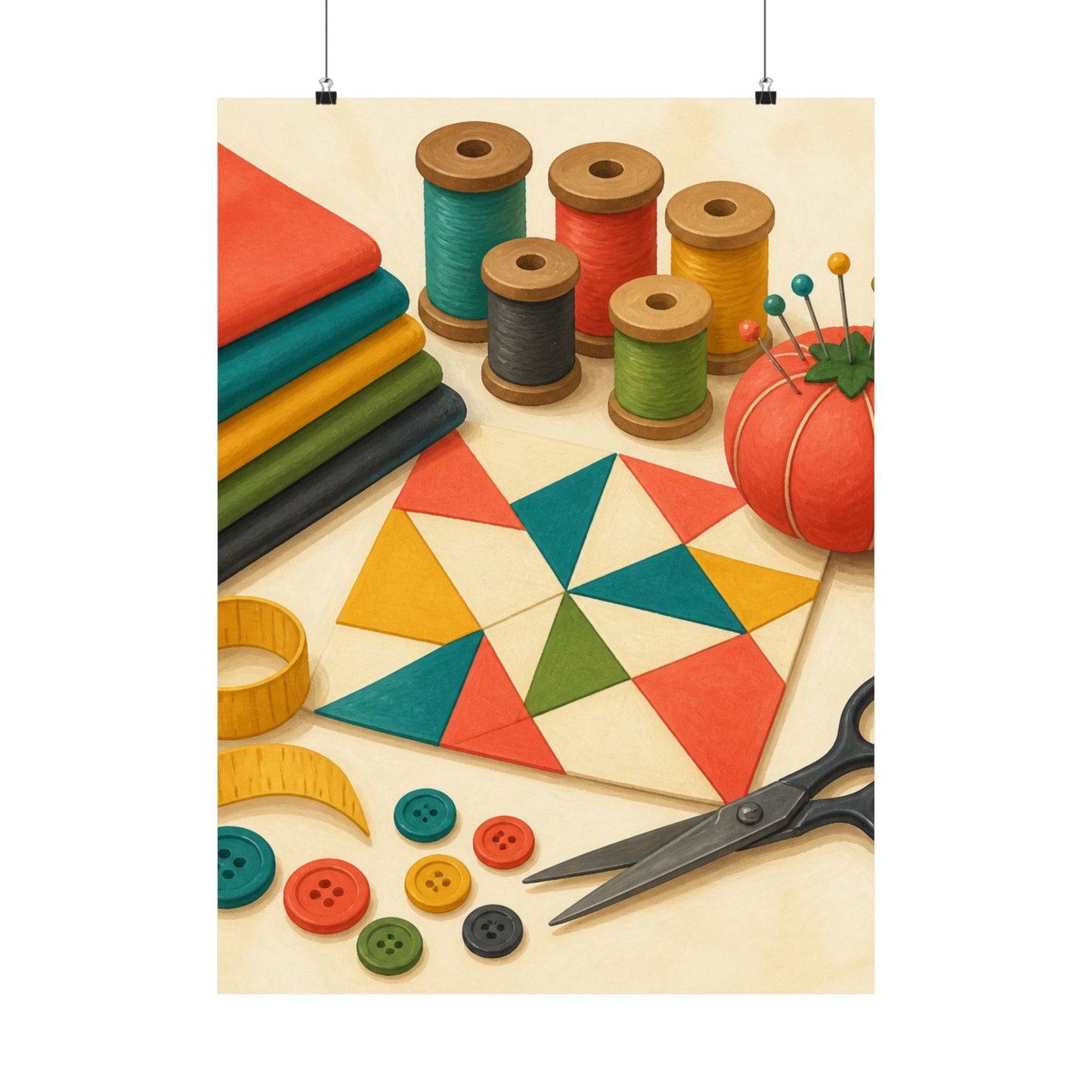 Colorful Sewing and Quilting Hobby Poster
