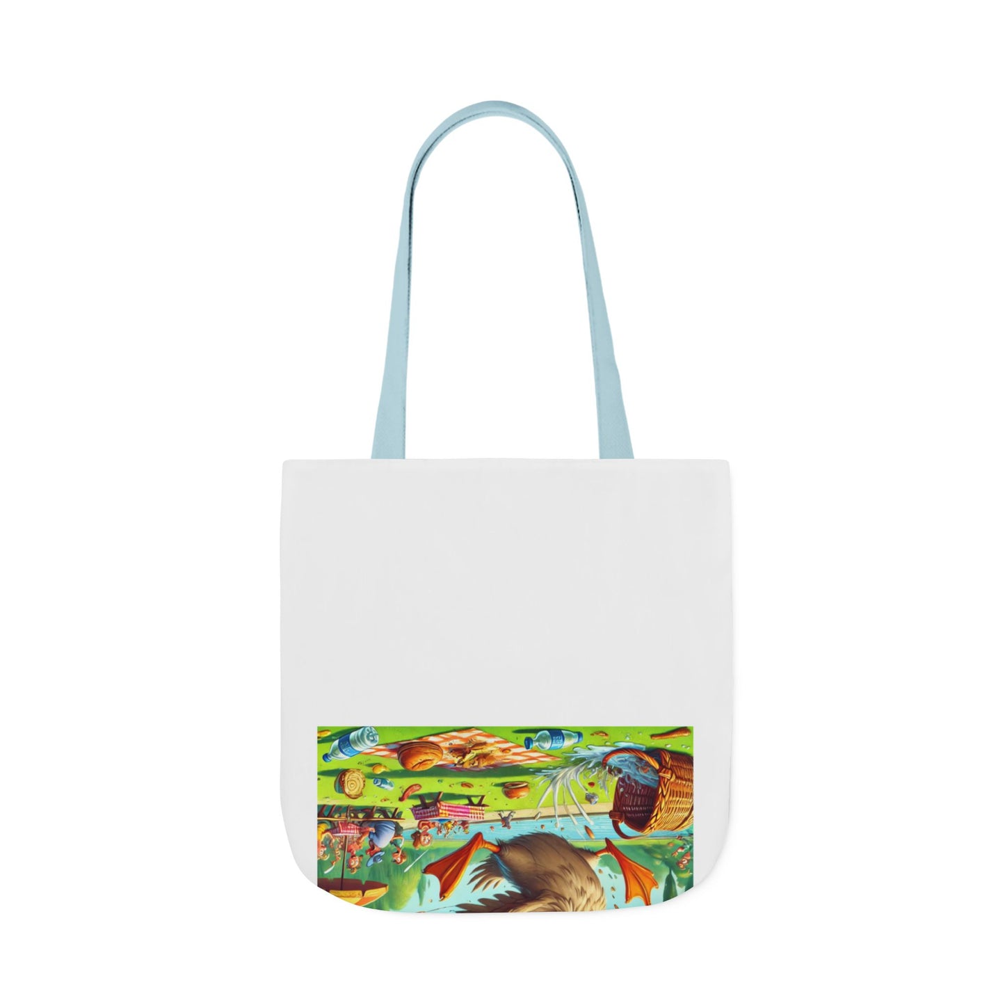 Chaotic Picnic Duck Funny Summer Canvas Tote Bag