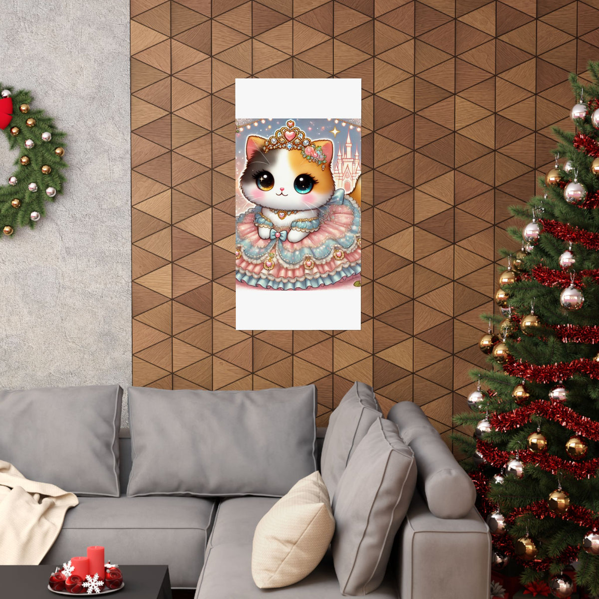 Pastel Princess Calico Cat Fantasy Wall Art Poster