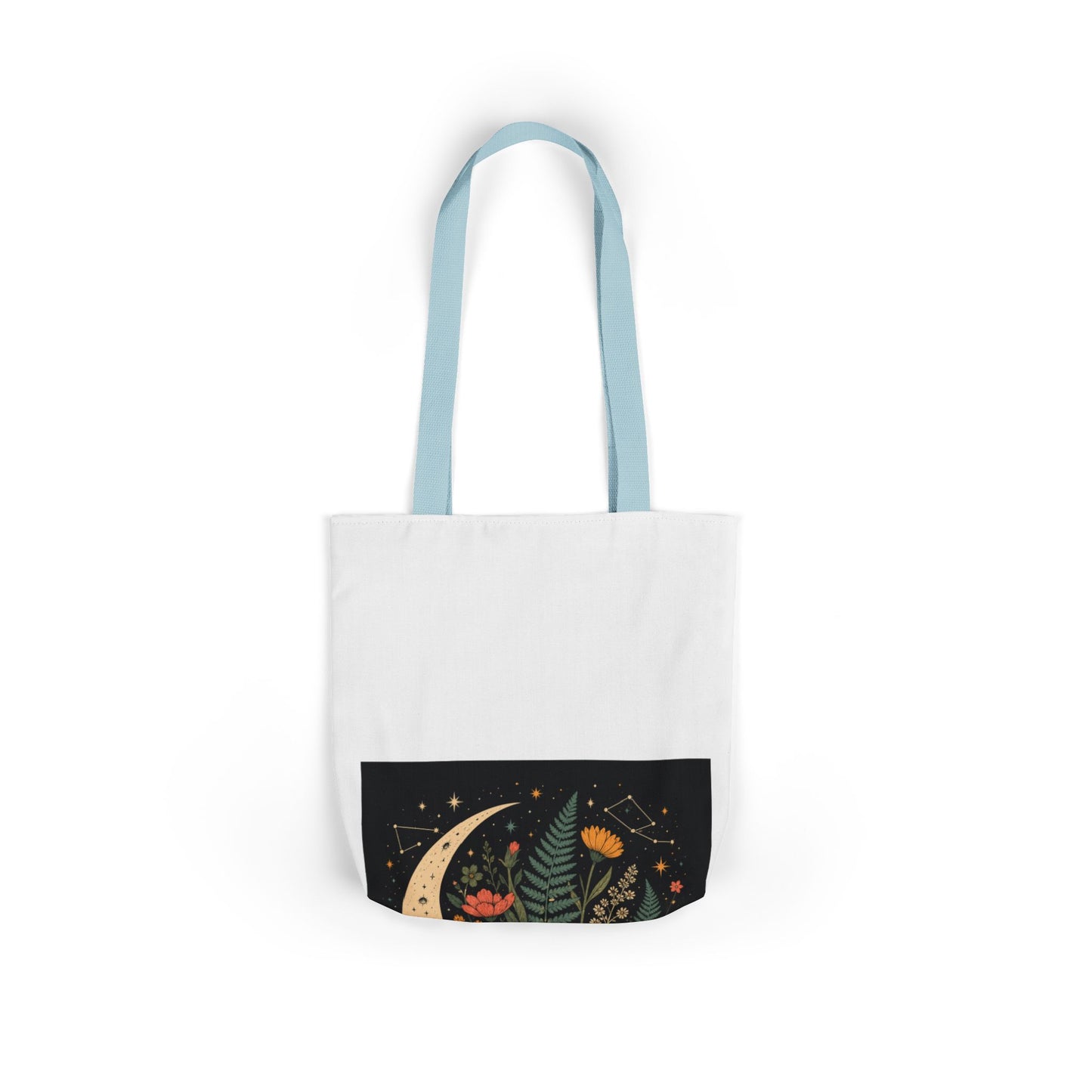 Celestial Wildflower Crescent Moon Botanical Tote Bag