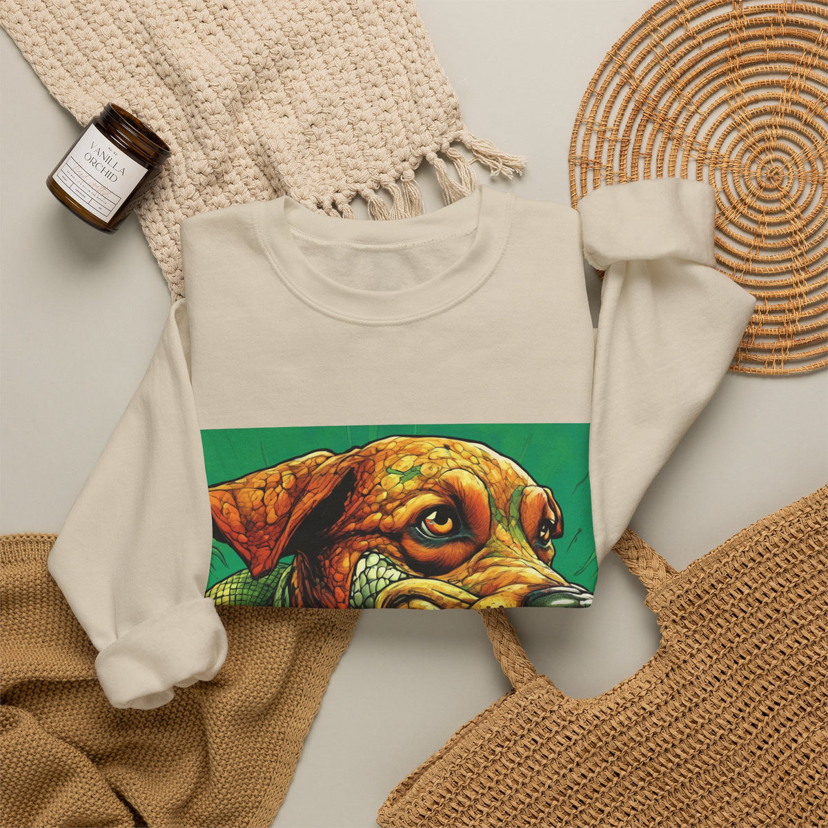 Serpent Guardian Dog Bold Fantasy Art Sweatshirt