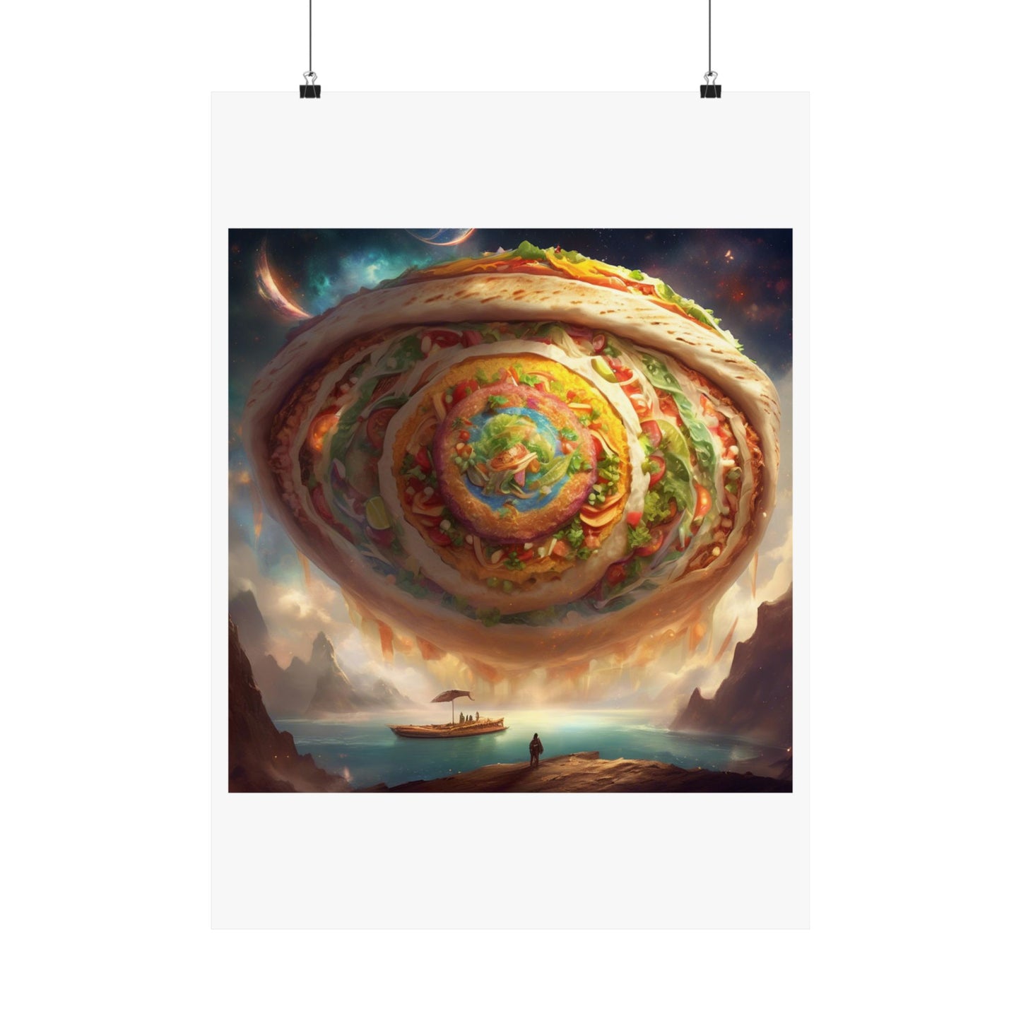 Cosmic Taco Portal Surreal Food Fantasy Art Poster
