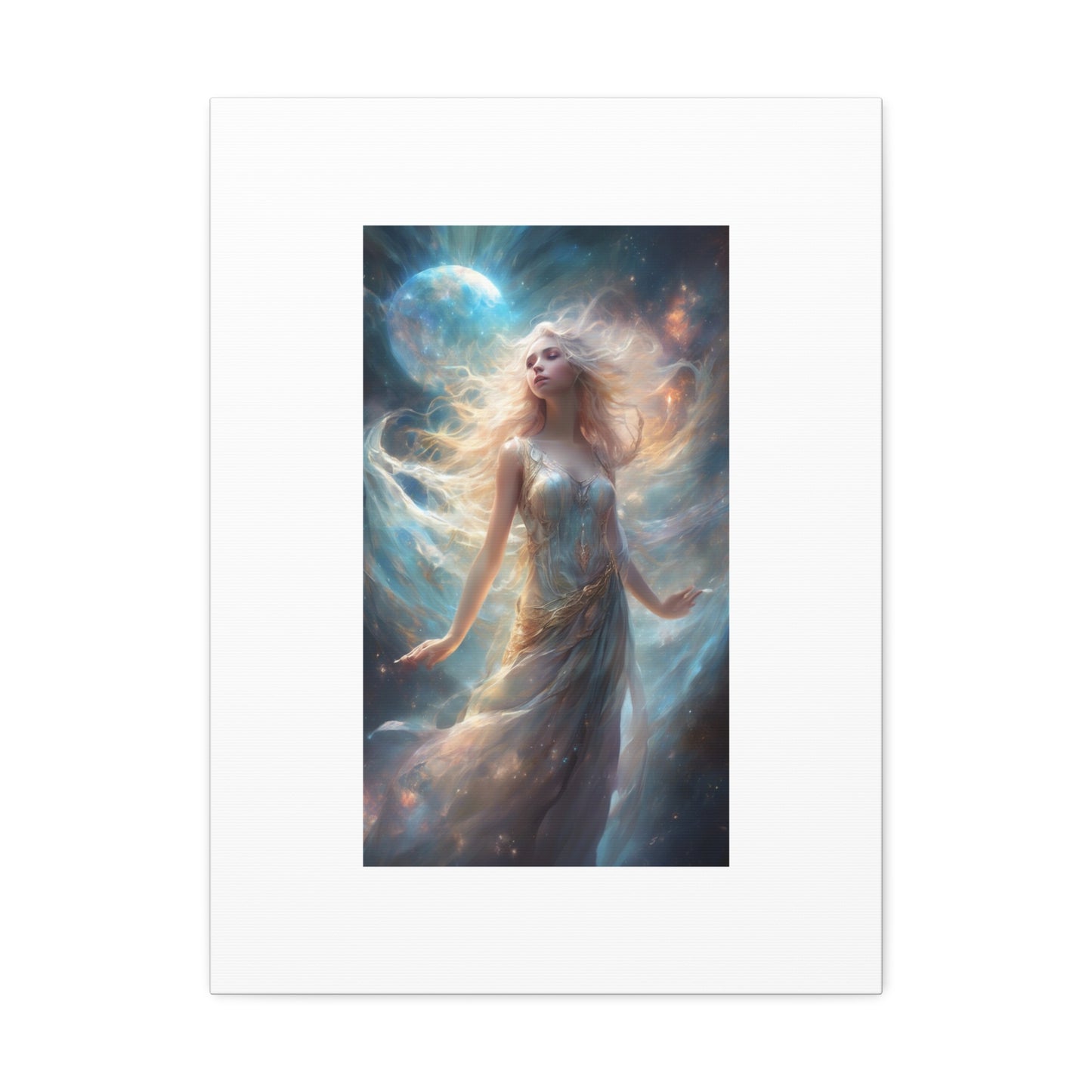 Moonlit Celestial Maiden Fantasy Portrait Canvas