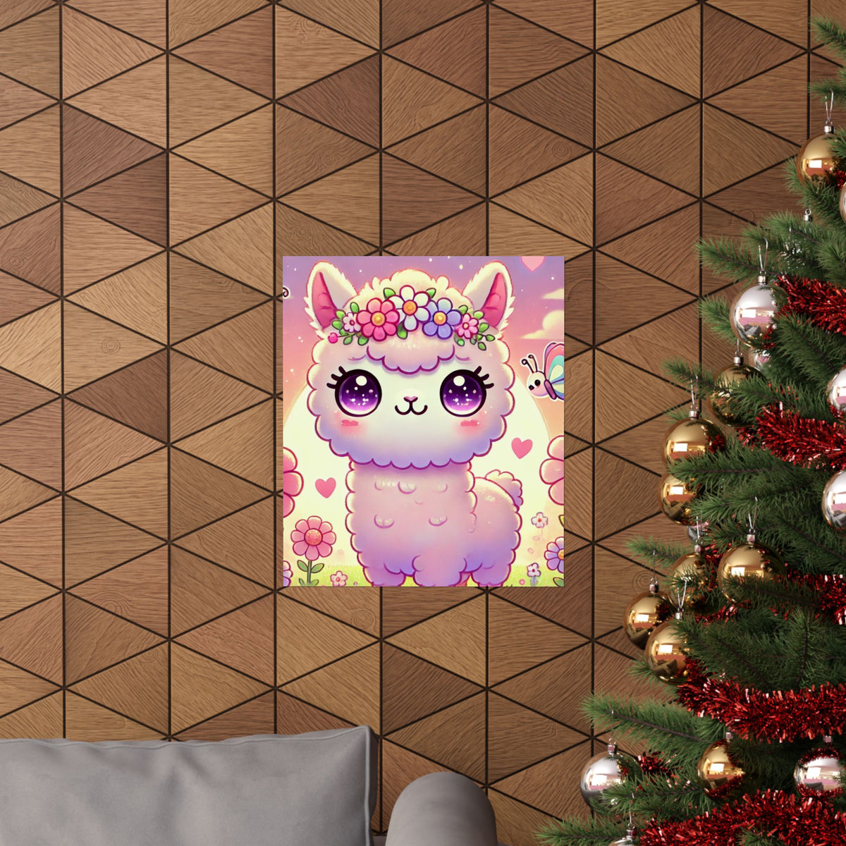 Pastel Floral Alpaca Garden Kawaii Wall Art Poster