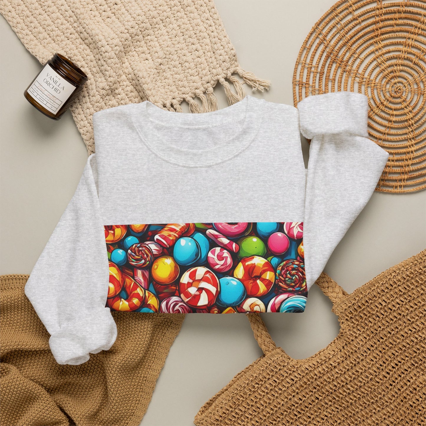 Colorful Candy and Lollipop Pattern Sweatshirt