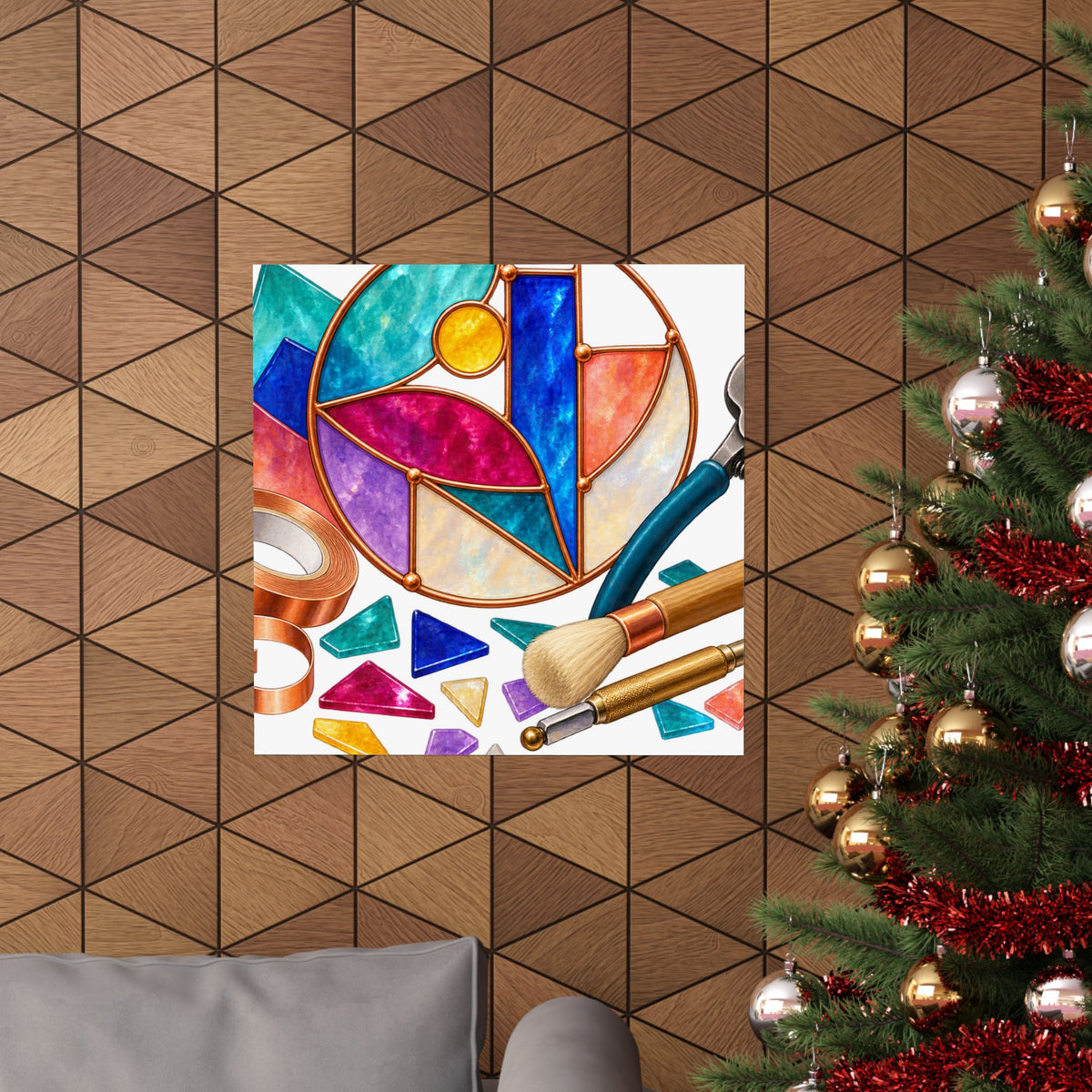 Abstract Stained Glass Suncatcher Workshop Poster