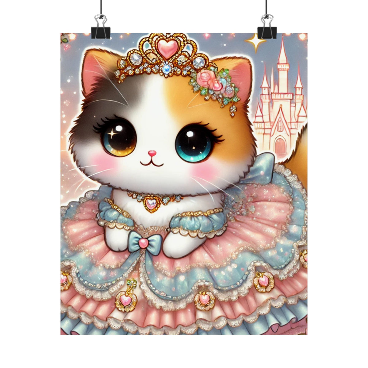 Pastel Princess Calico Cat Fantasy Wall Art Poster