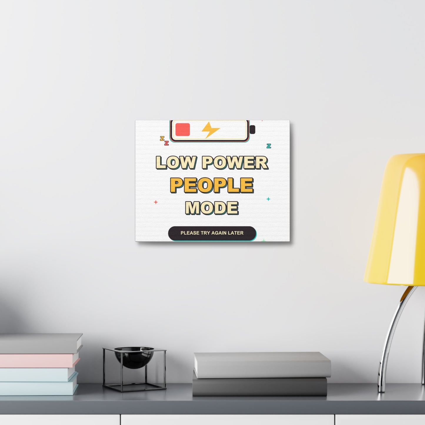 Low Power People Mode Funny Introvert Social Battery Canvas
