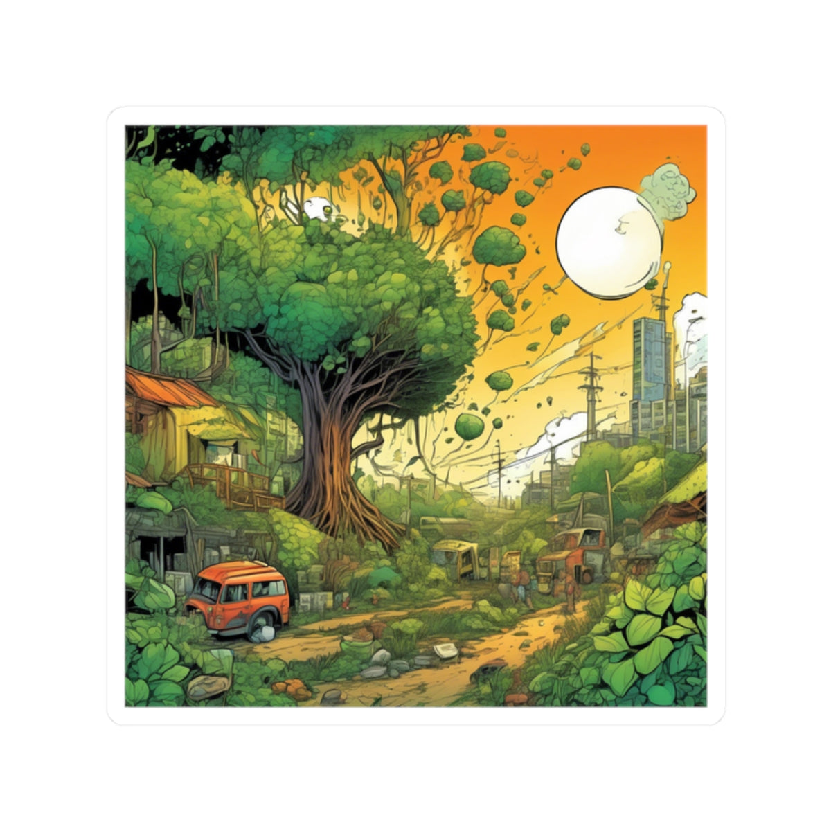 Cottage Road Landscape Nature Gift Art Sticker