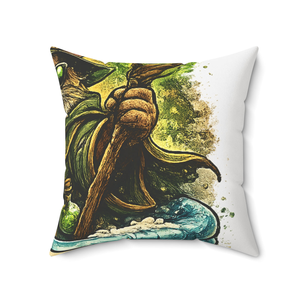 Crazy Cat Wizard Funny Fantasy Decorative Pillow