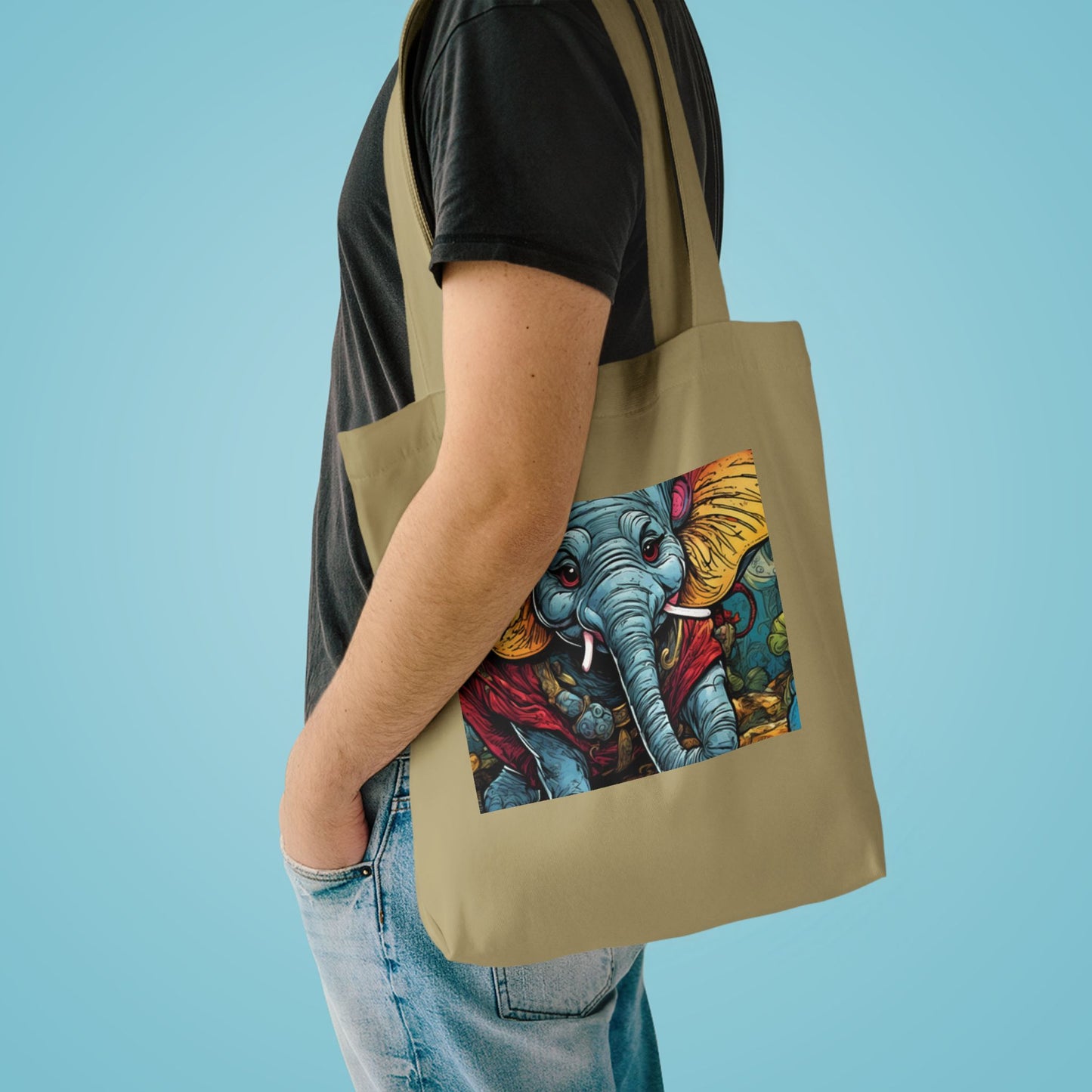 Colorful Elephant Garden Parade Animal Art Tote Bag for Gifts