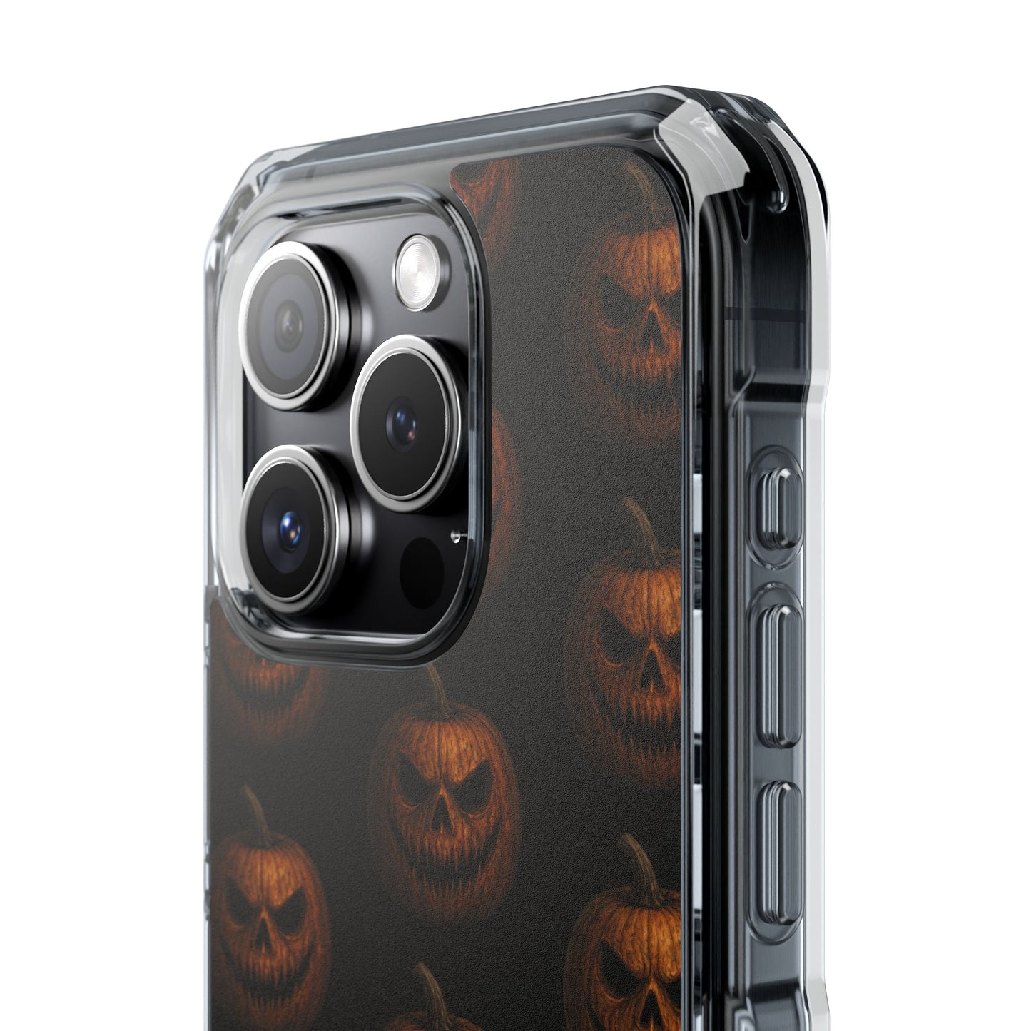 Magnet Cover, Halloween Pumpkin Spooky Phone Case, Horror Jack-O-Lantern Black Case, Magnetic Clear Impact Cover, Scary Cellphone Slim