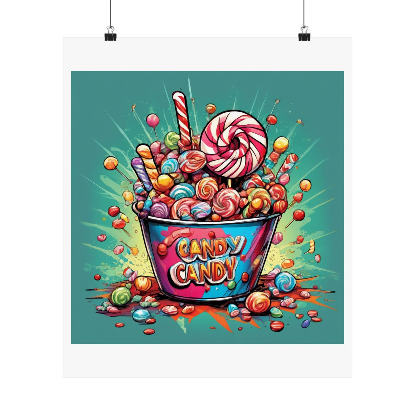 Holiday Candy Bucket Sweets Gift Art Poster