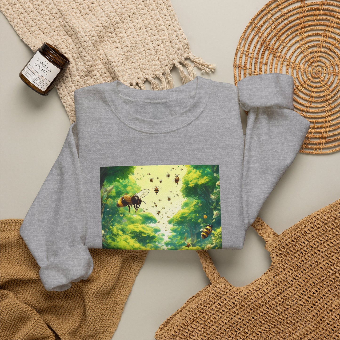 Bee Garden Explorer Anime Nature Art Sweatshirt