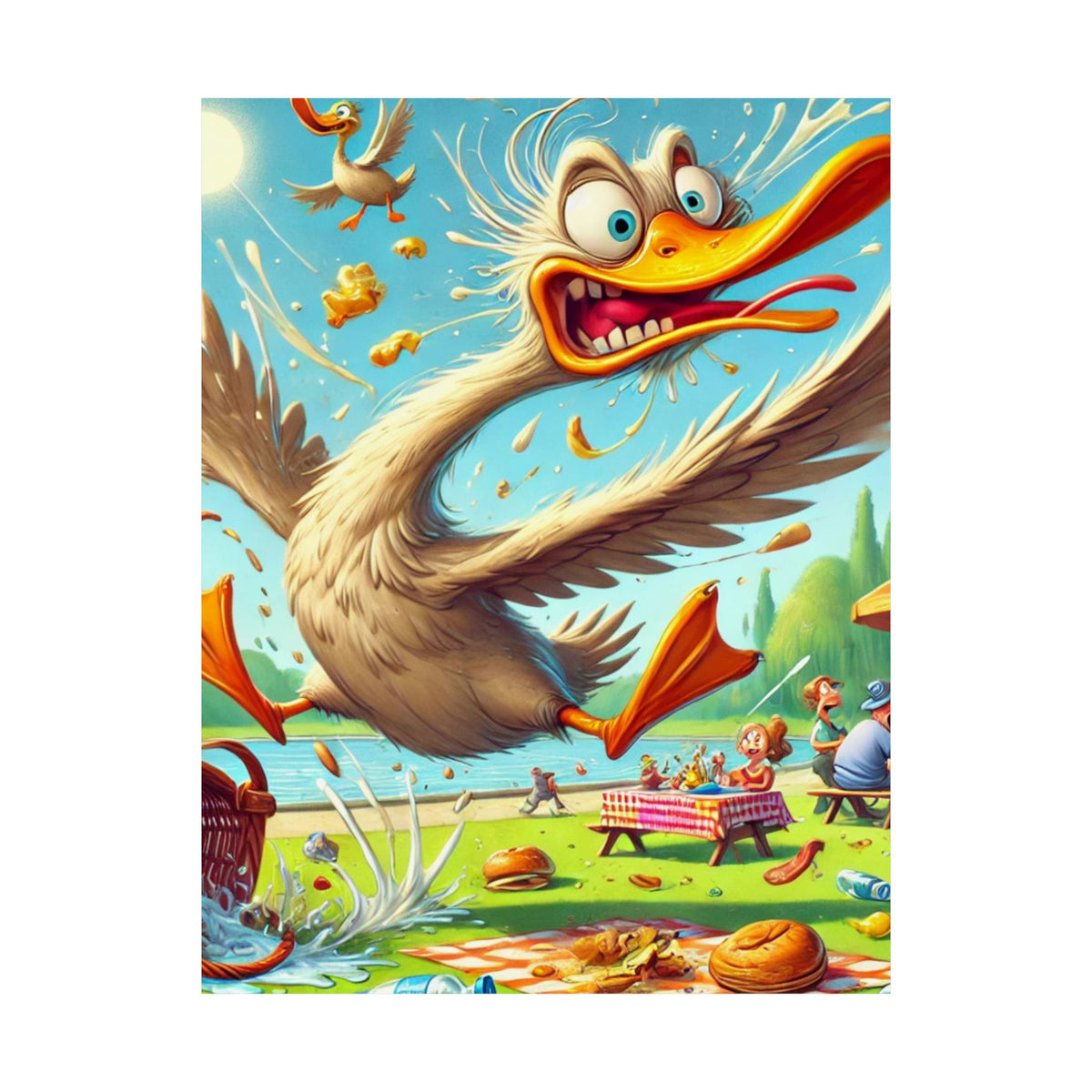 Chaotic Picnic Duck Funny Summer Wall Art Poster