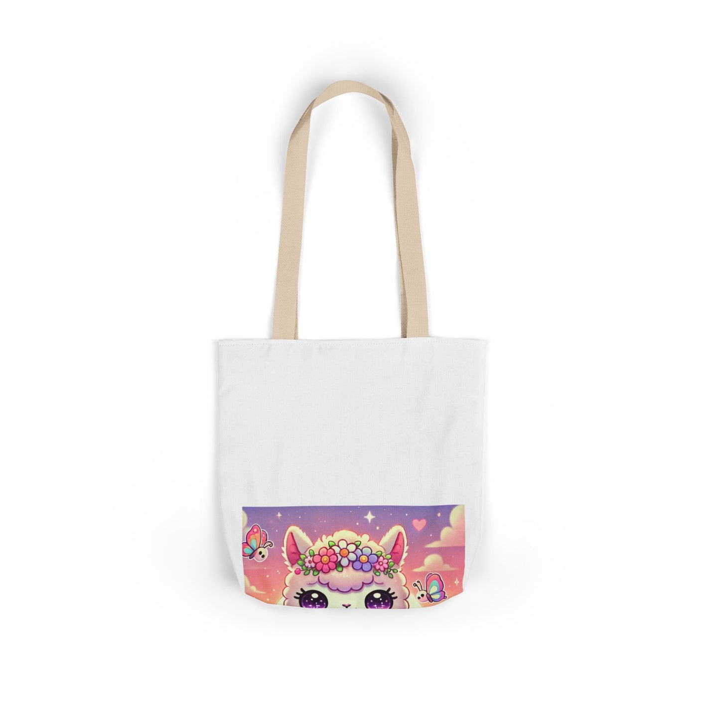 Pastel Floral Alpaca Garden Kawaii Canvas Tote Bag