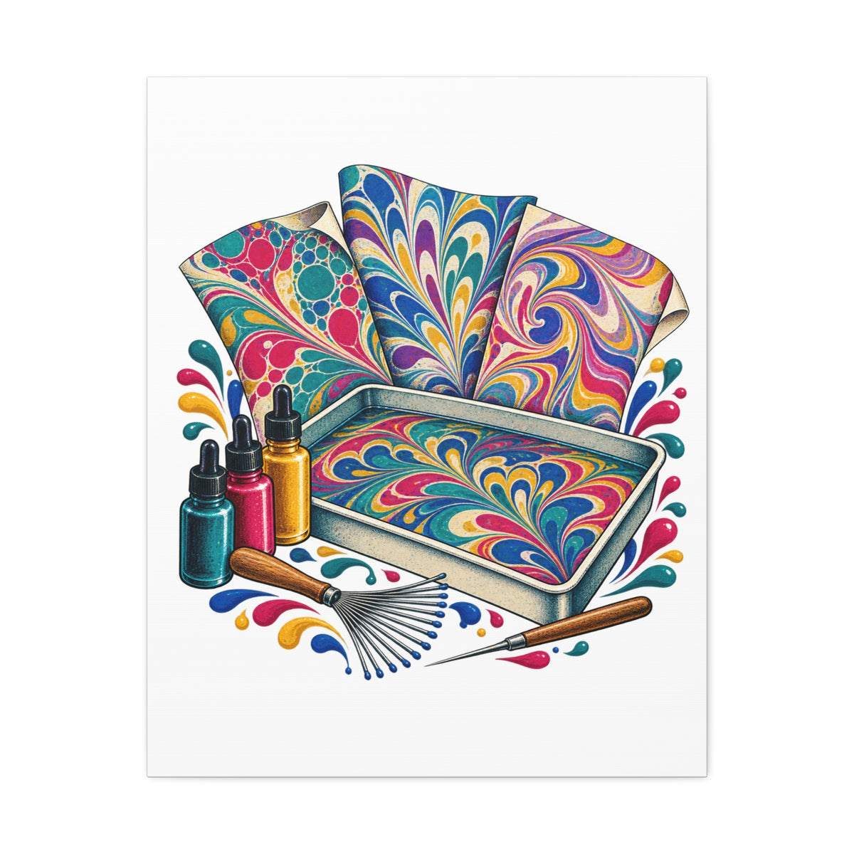 Colorful Paper Marbling Workshop Canvas