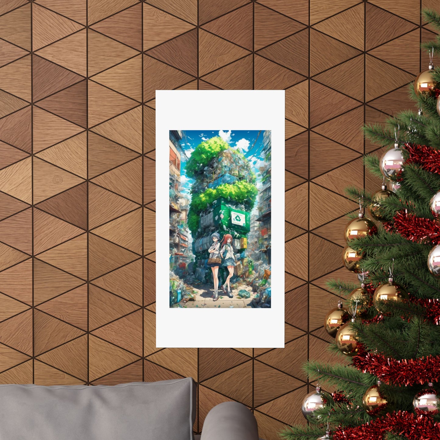 Urban Recycling Anime Friends Green City Wall Poster