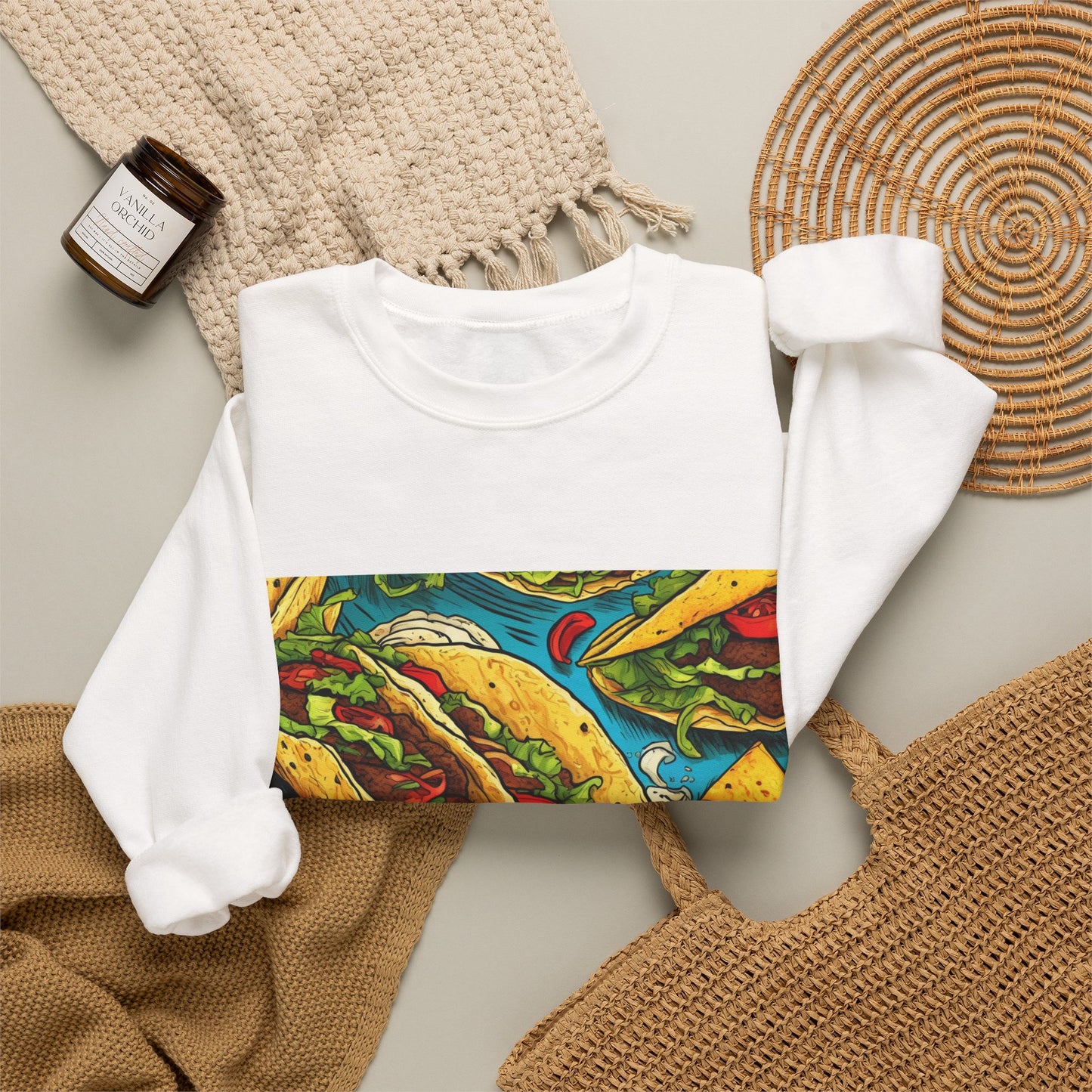 Taco Party Pattern Foodie Gift Art Sweatshirt