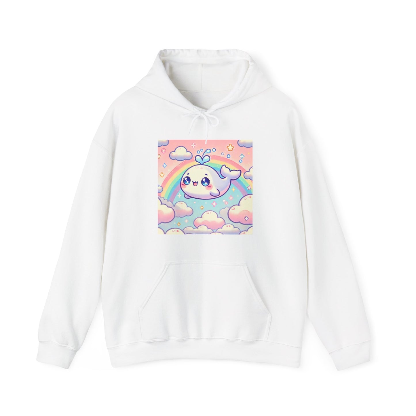 Kawaii Rainbow Whale Pastel Cloud Hoodie