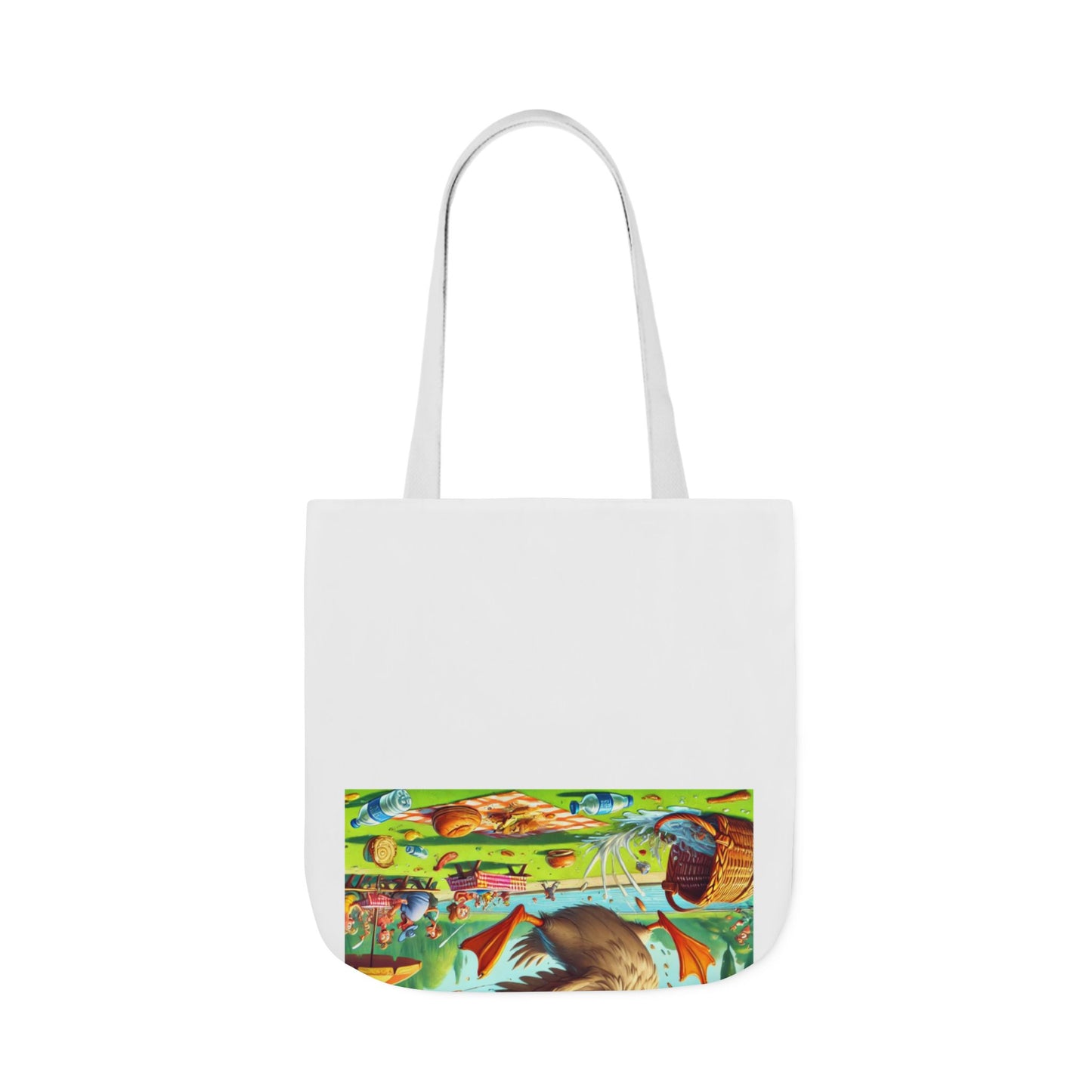 Chaotic Picnic Duck Funny Summer Canvas Tote Bag