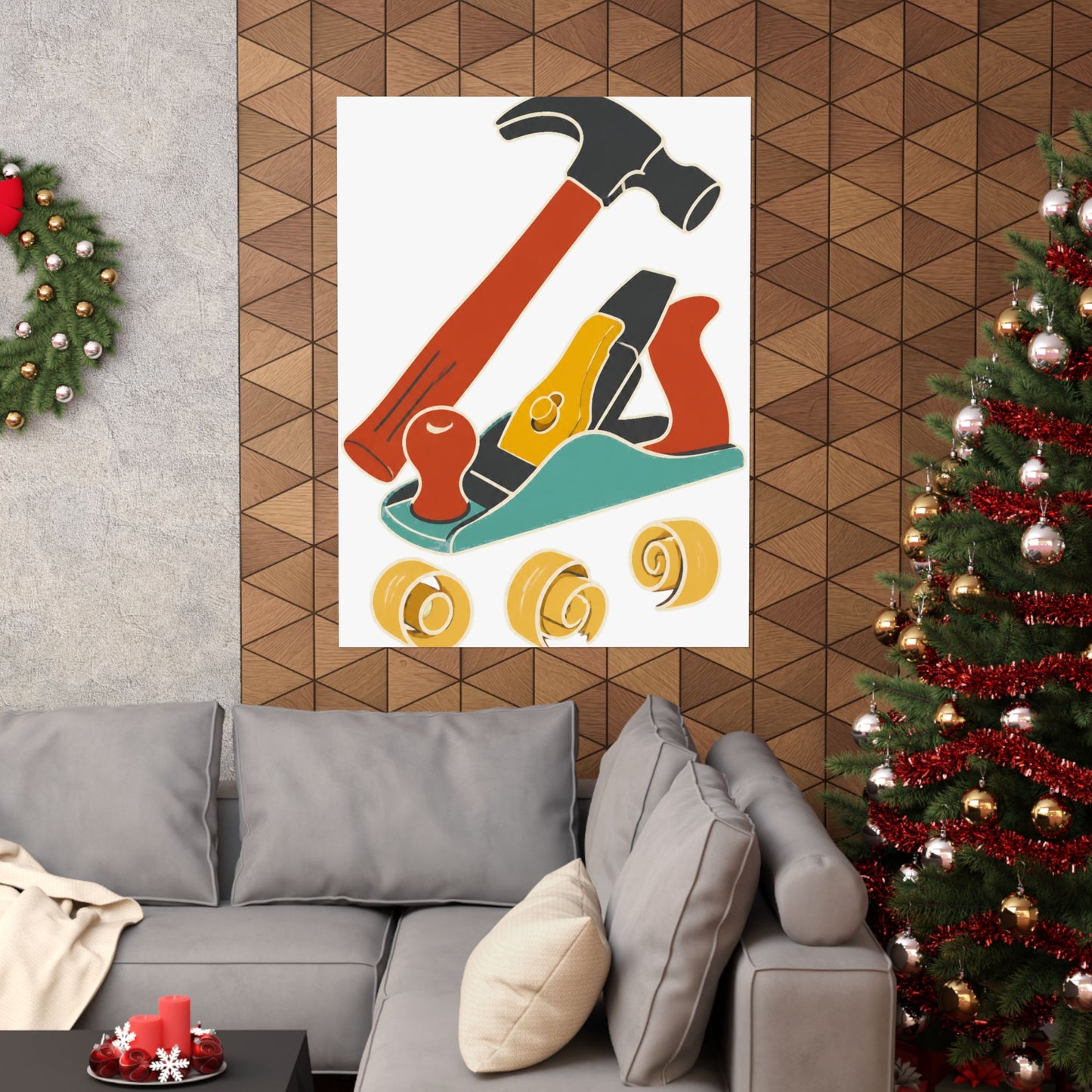 Carpenter Hammer Hand Plane Woodworking Art Poster