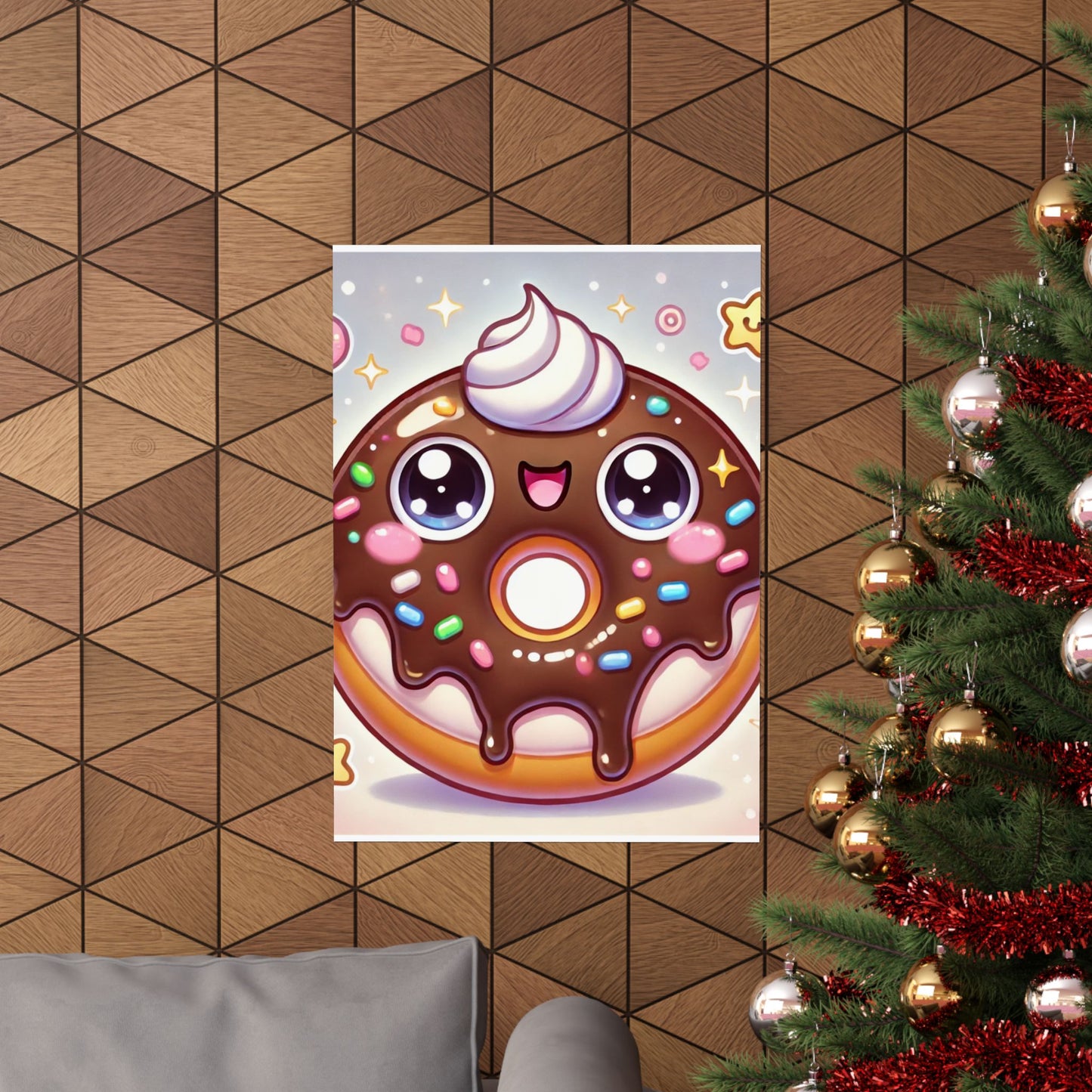 Kawaii Chocolate Donut Cute Dessert Art Poster
