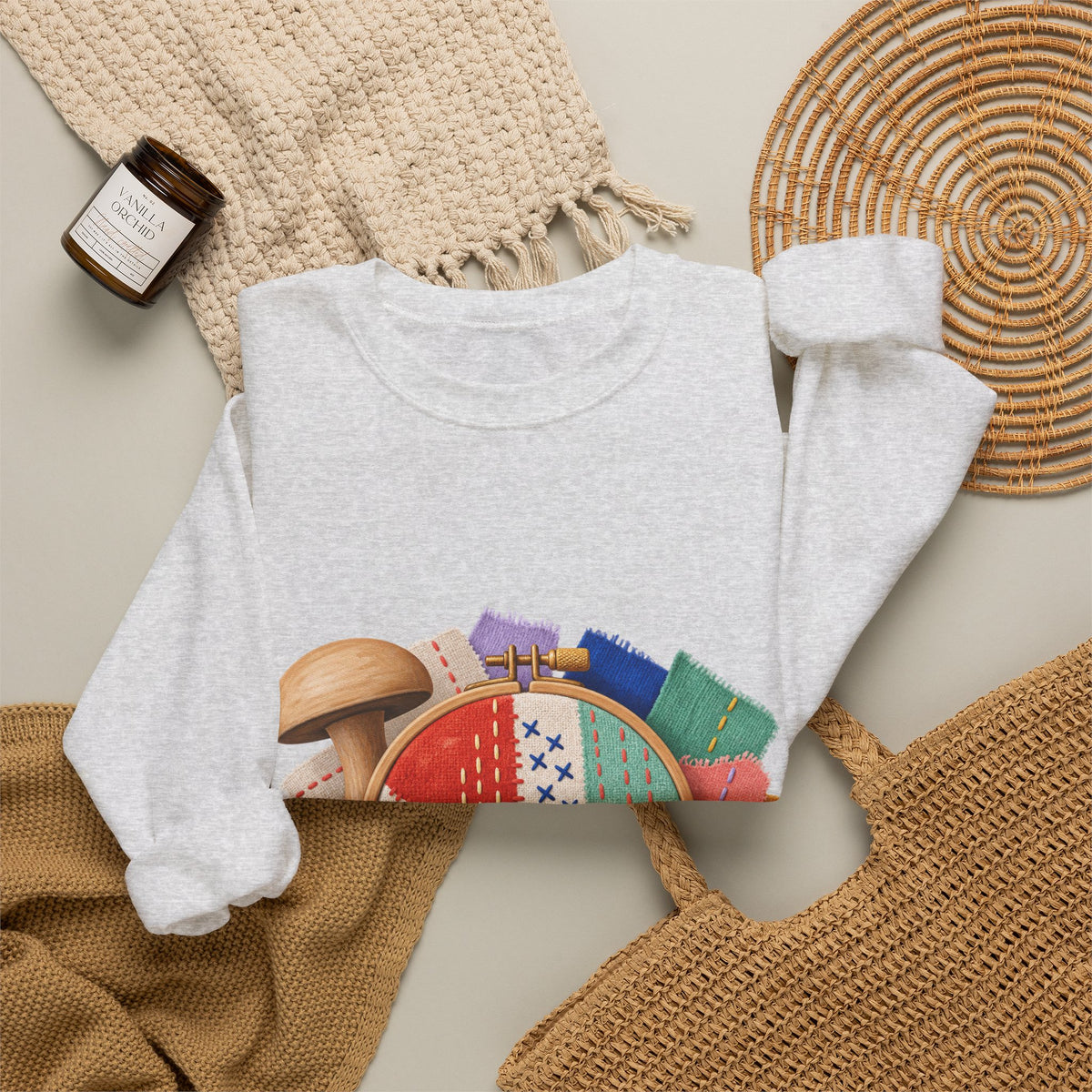 Colorful Visible Mending Workshop Sweatshirt
