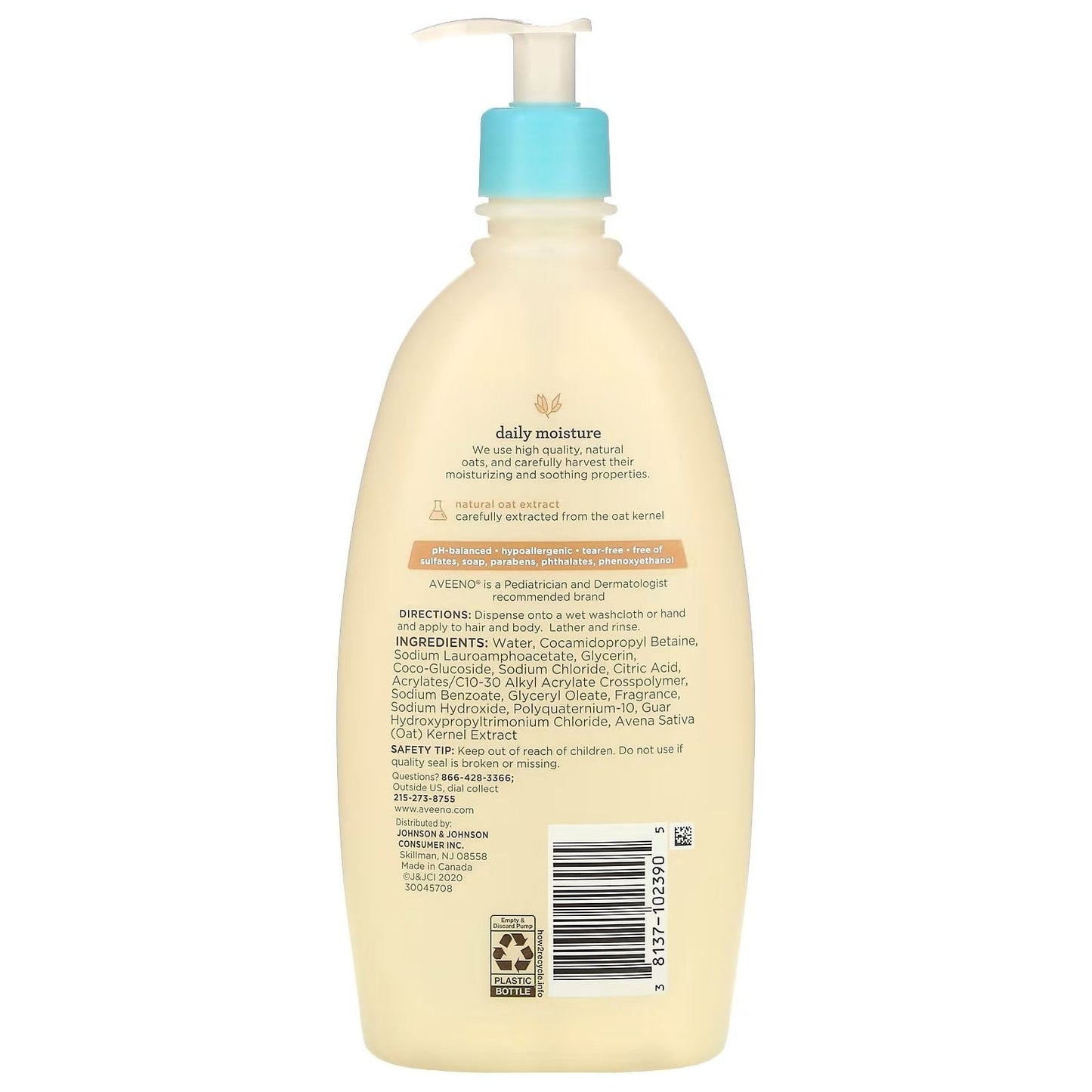 Aveeno Baby Daily Moisture Body Wash & Shampoo Oat Extract 8 Fl. Oz