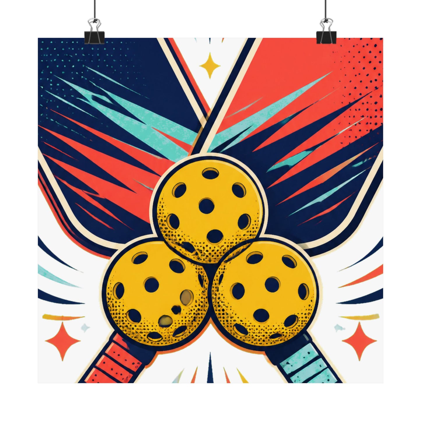 Retro Pickleball Paddles Recreational Sports Art Poster