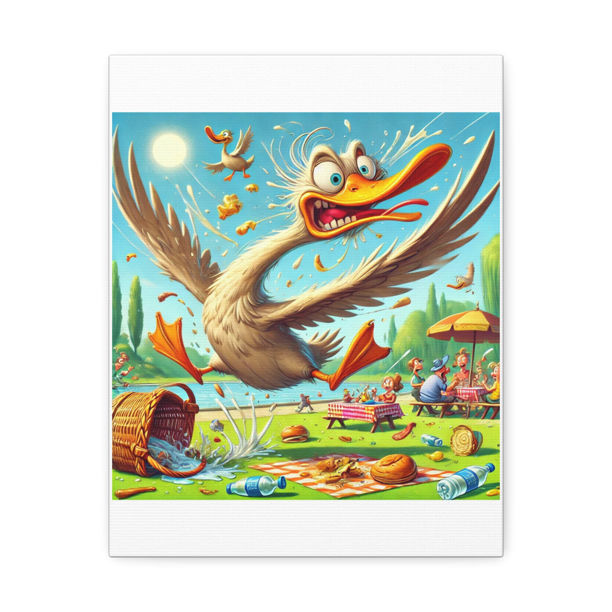 Chaotic Picnic Duck Funny Summer Canvas Wall Art